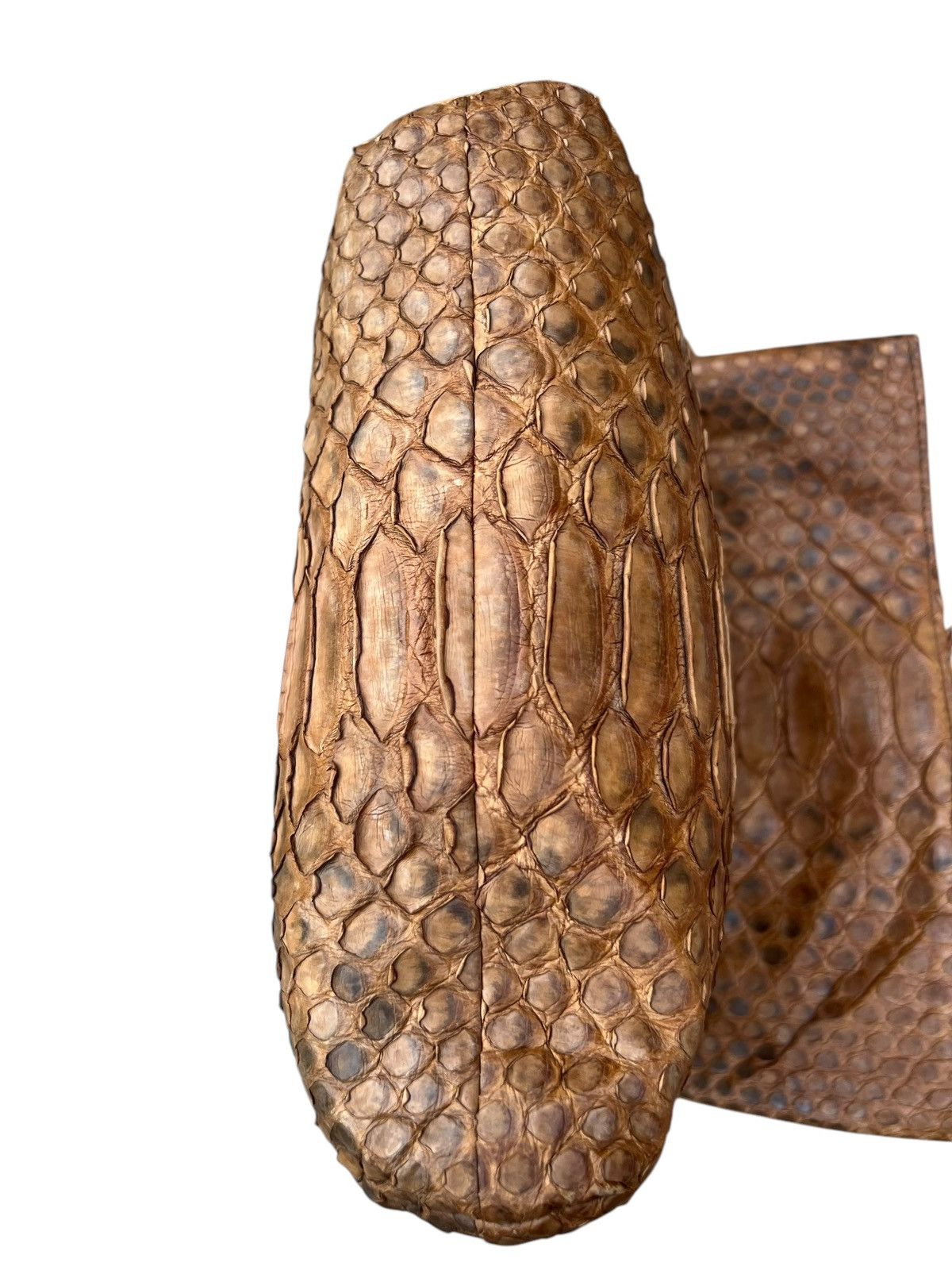 Leather Vintage Unknown Japan Brand Patina Python Skin Leather Bag Size ONE SIZE - 18 Thumbnail
