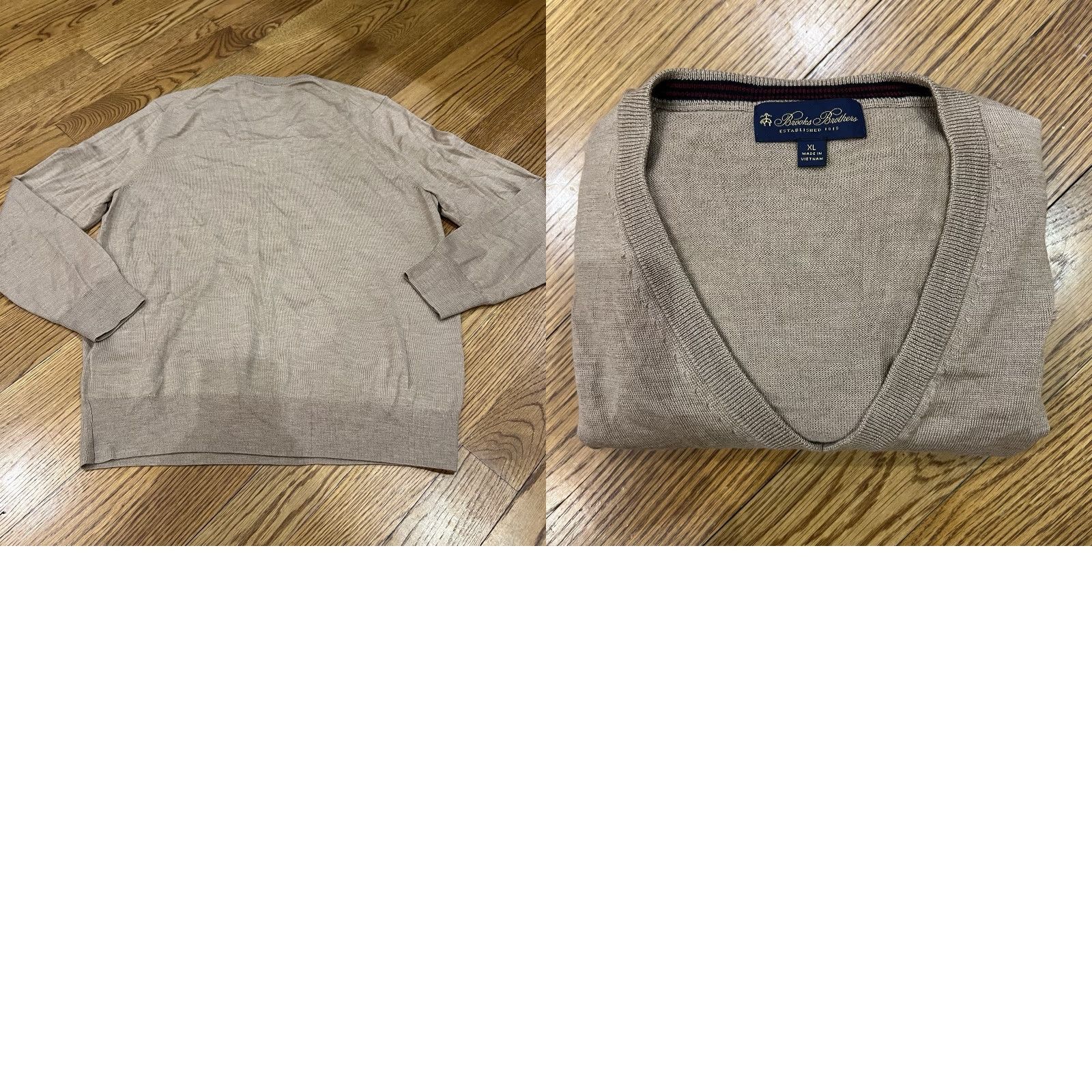 Brooks Brothers VINTAGE Brooks Brothers Men's Sweater Pullover XL Brown Wool V-Neck Knit 100% Merino Classic Size US XL / EU 56 / 4 - 8 Thumbnail