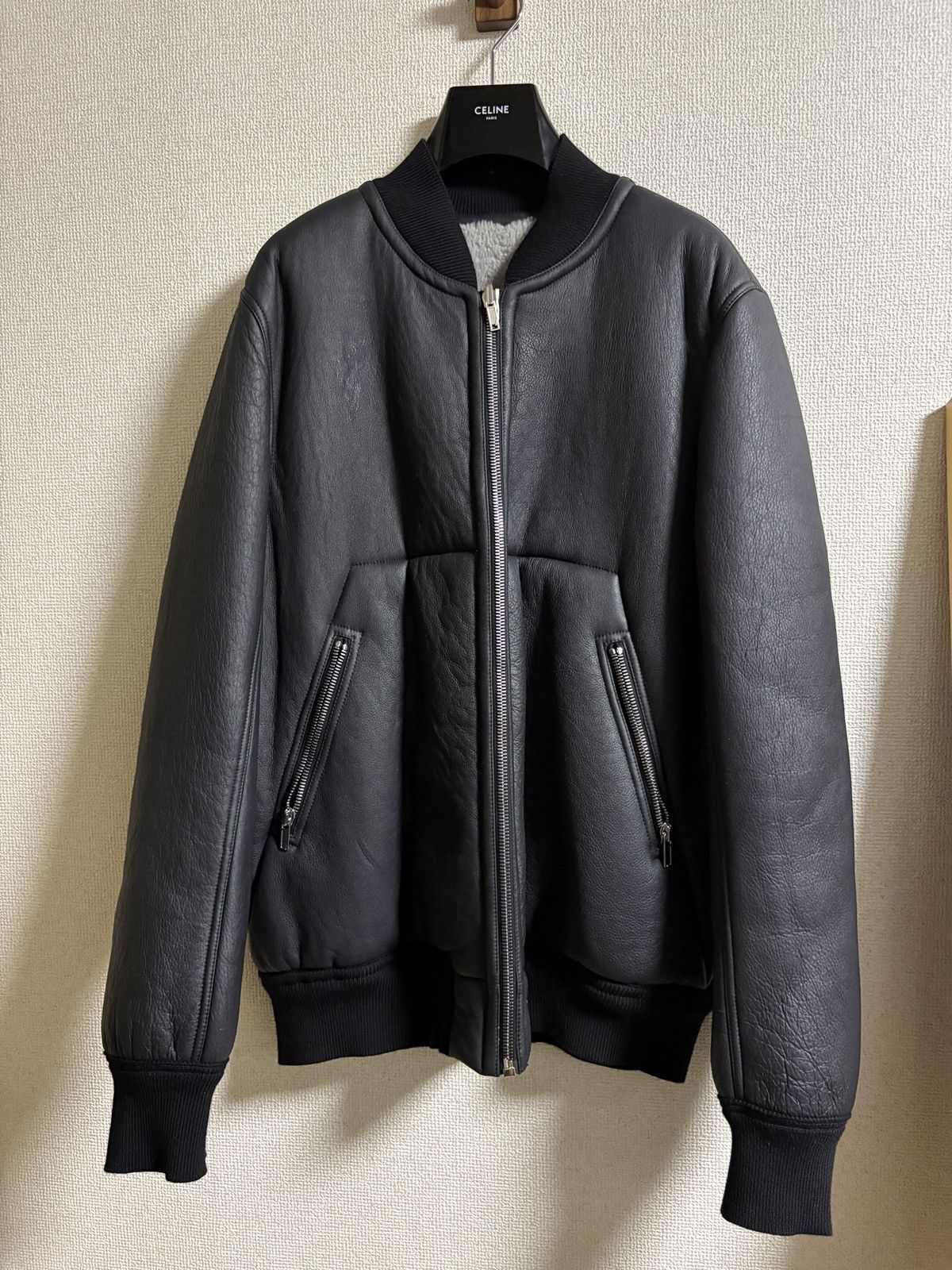 ジャケット・アウター RickOwens highneck geo leather jkt 46 Rick Owens Rick Owens - Geo High Neck Leather Biker Jacket w