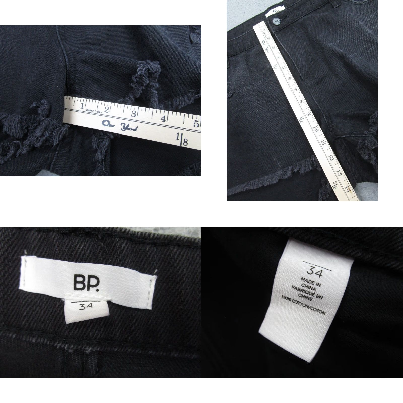 Vintage BP Shorts Women 42 Waist Black Denim Cut-Off Destroyed Fringe Frayed Jeans Shorts Womens 42 in Black BP Style: Cut-off Vintage: No Mens/Womens: Womens Size 28" / US 6 / IT 42 - 8 Thumbnail