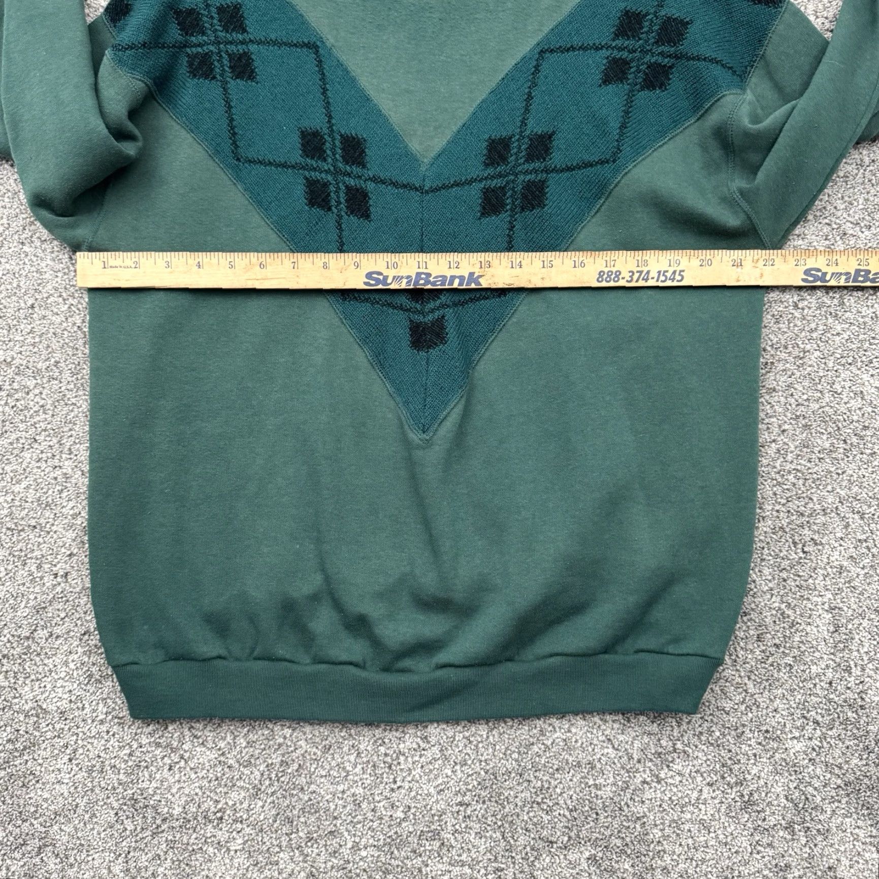 Vintage VINTAGE Expressions Sweatshirt Womens L 90s Grandpacore Argyle Ribbed Layering Winter Green Cotton Polyester Crew Neck Pullover Size L / US 10 / IT 46 - 4 Thumbnail