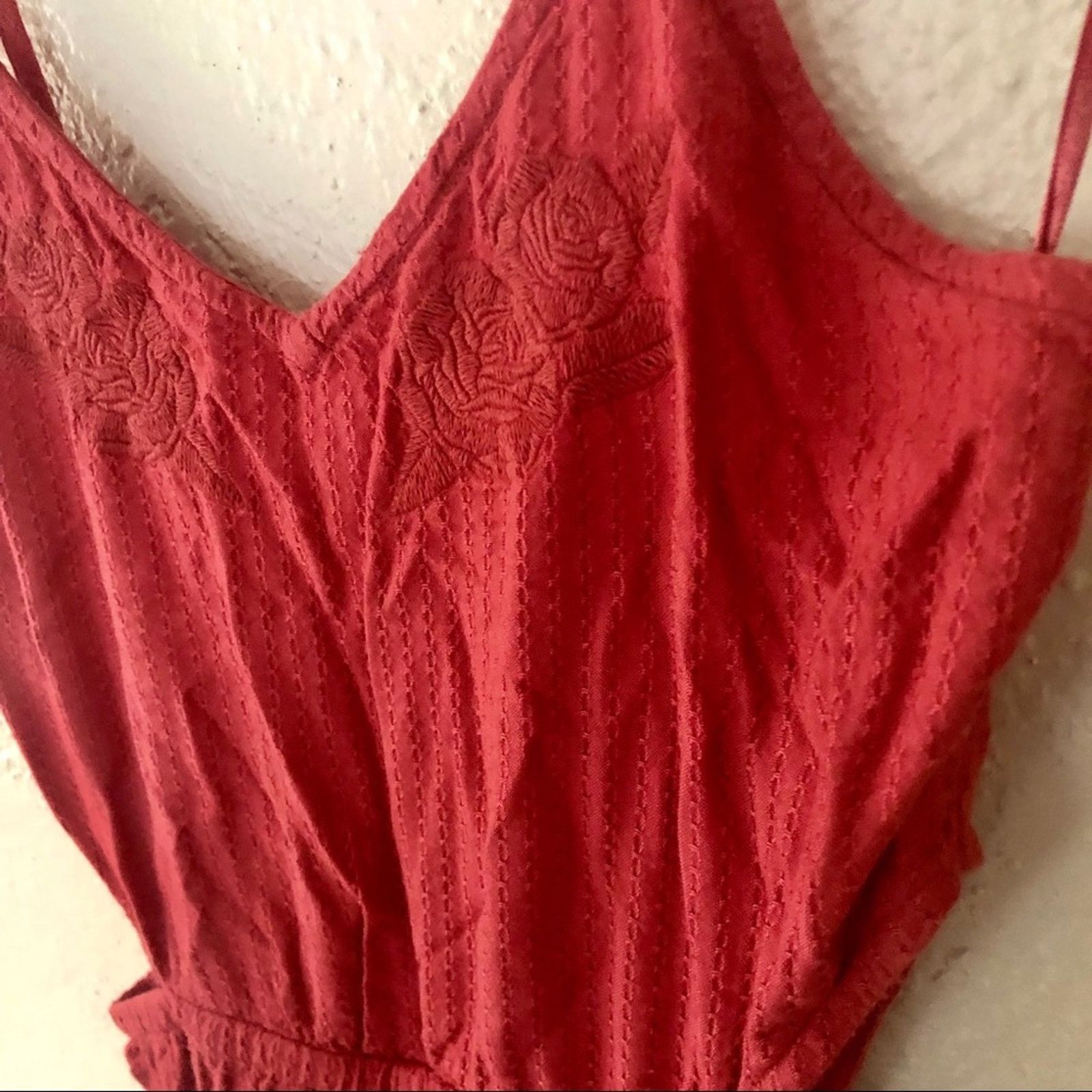 L.A. Roxx ROXY Rose Red Tank Top Floral Wide Leg Crop Pant Jumpsuit Size 27" / US 4 / IT 40 - 5 Thumbnail
