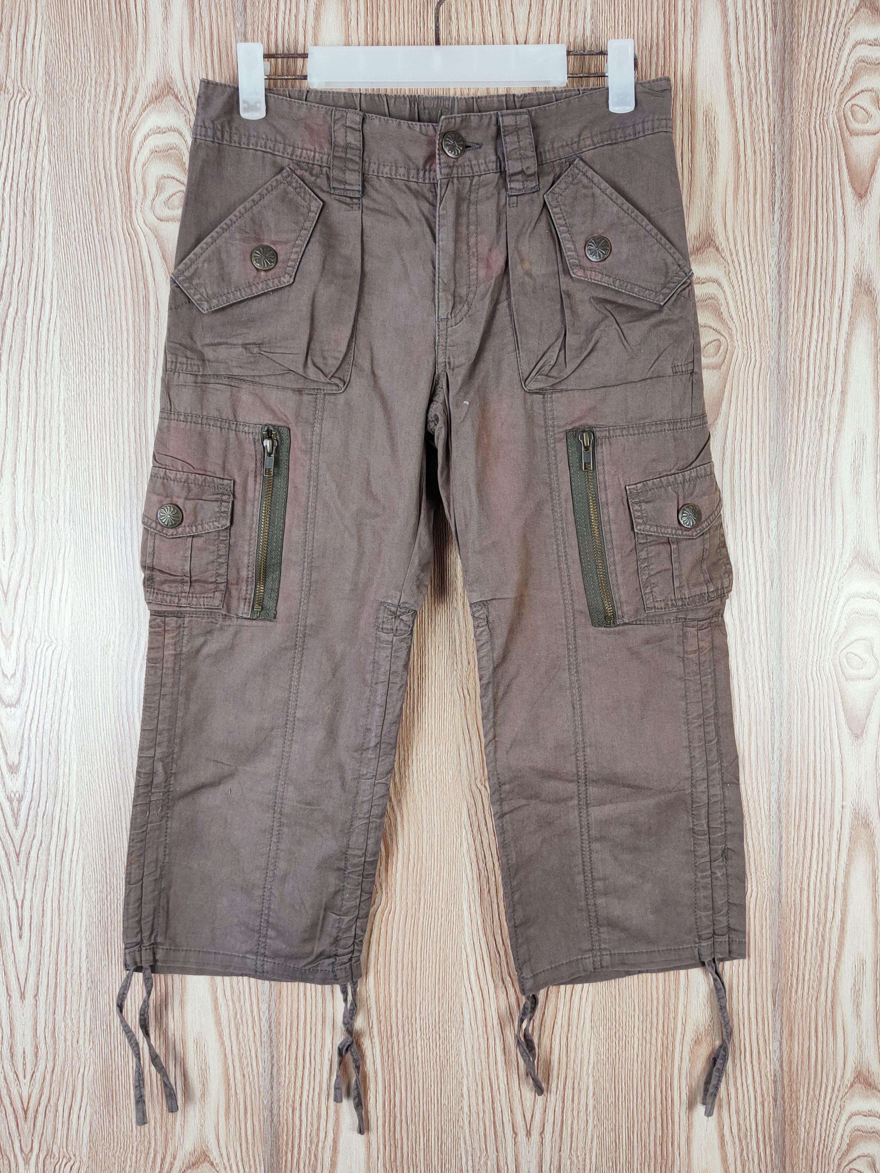 Japanese Brand Japan Brown Multipocket Cargo Short cropped Pants #W447 Size US 29 - 1 Thumbnail