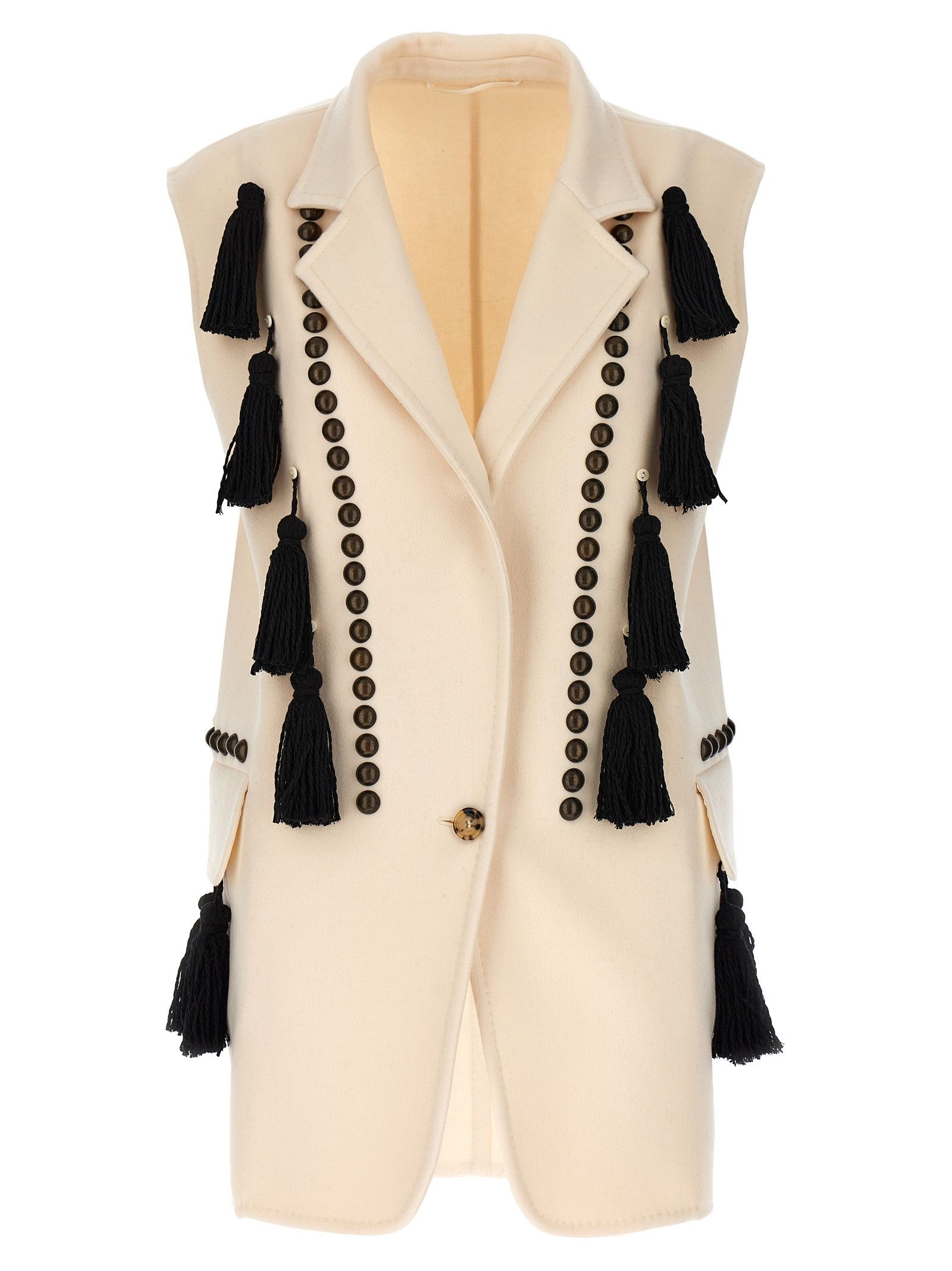 コート Max Mara SS24 'Aureo' maxi waistcoat (AUREO 001) Buy Max Mara Brown Aureo Long Waistcoat in Linen Twill For