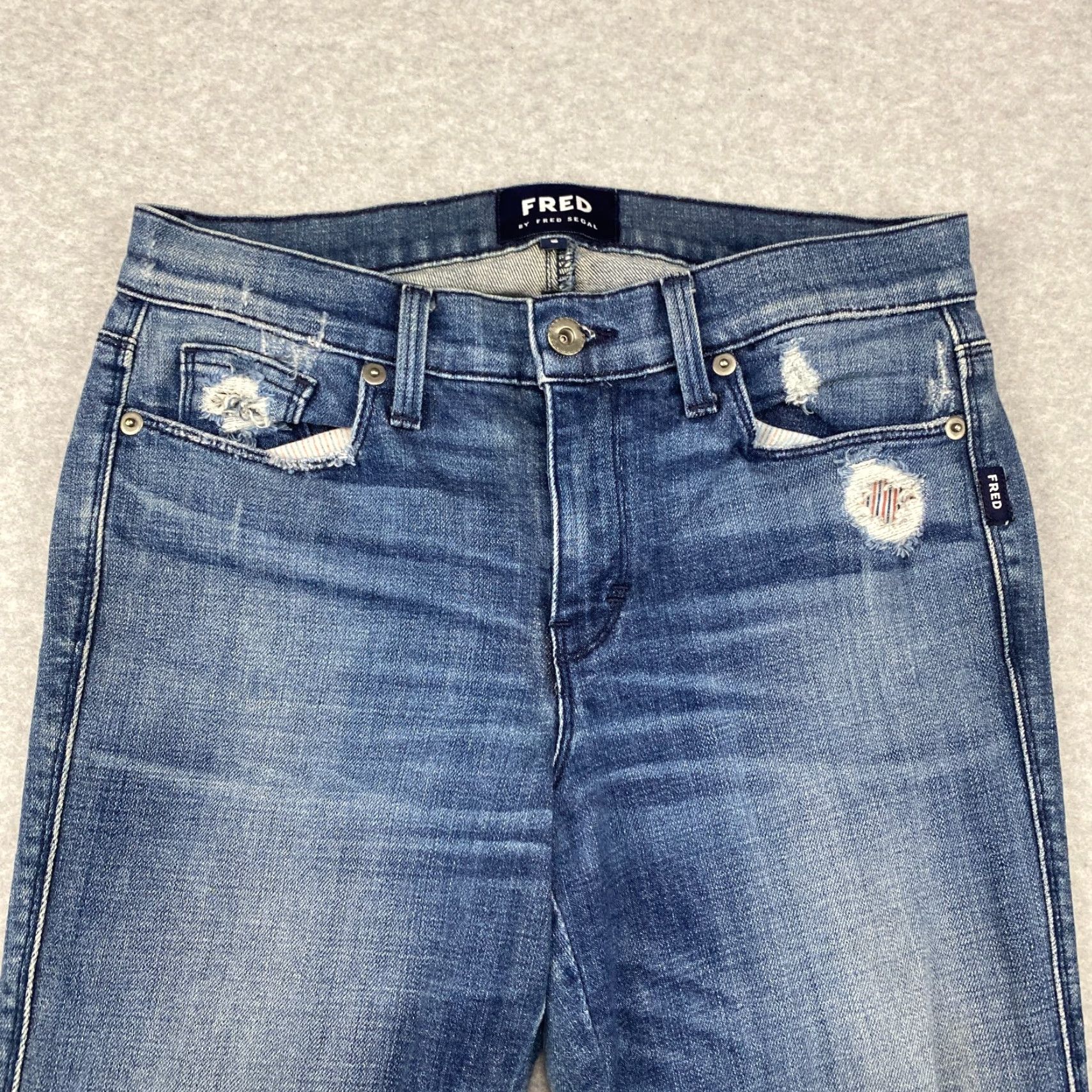 Fred Segal Fred Segal Jeans Womens Blue Skinny Distressed Ripped Denim USA Made 28 Size 28" / US 6 / IT 42 - 3 Thumbnail