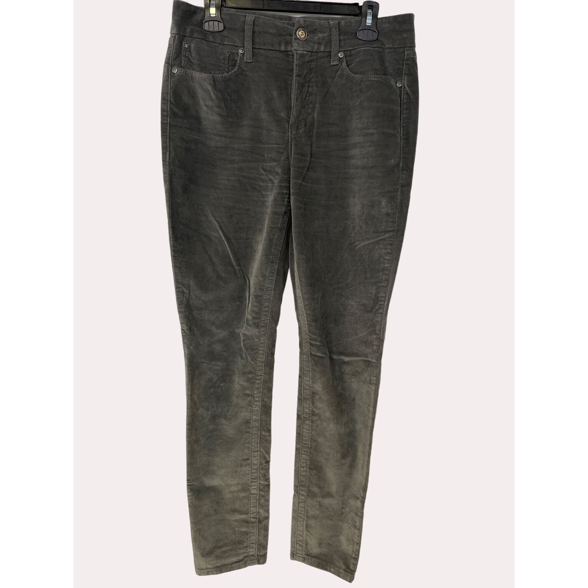 Seven 7 Seven 7 Women's Grey High Rise Velvet Pants/Skinny Size 8 SK Size 30" / US 8 / IT 44 - 1 Thumbnail