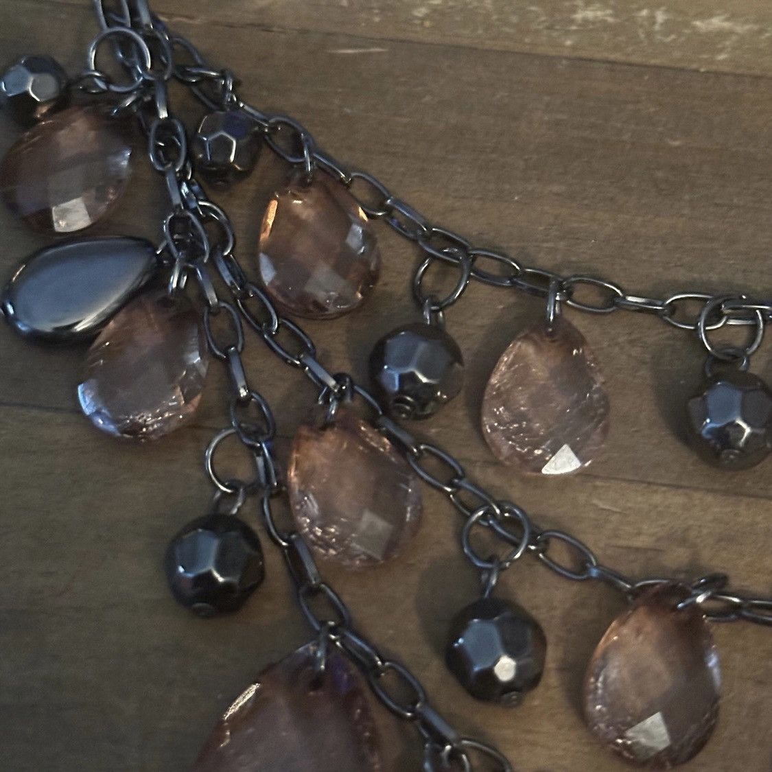 Other Gunmetal multi strand amber dangle bead statement necklace Size ONE SIZE - 5 Thumbnail