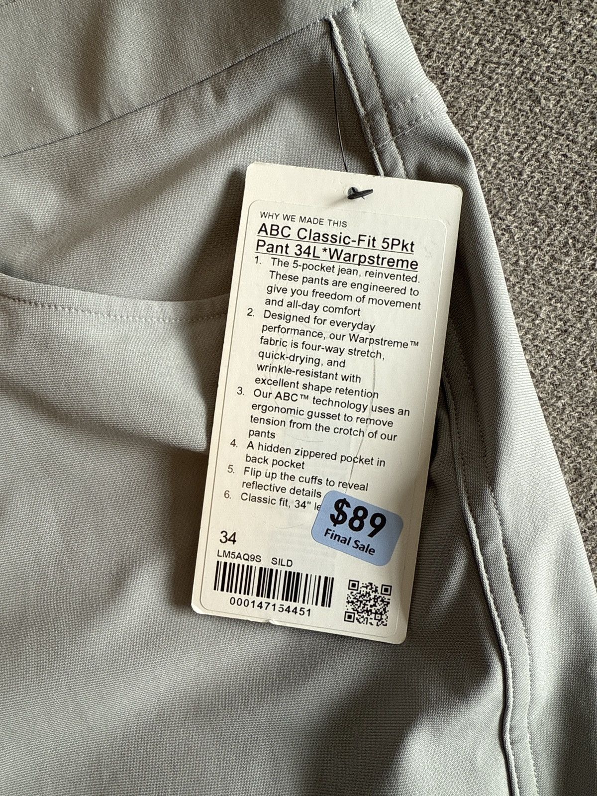 Lululemon NWT Lululemon ABC Classic Fit 5pkt Pant 34L Warpstreme Size US 34 / EU 50 - 3 Thumbnail