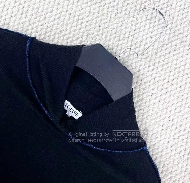 Loewe Loewe Black hem leather logo high neck ribbed knit top Size S / US 4 / IT 40 - 3 Thumbnail