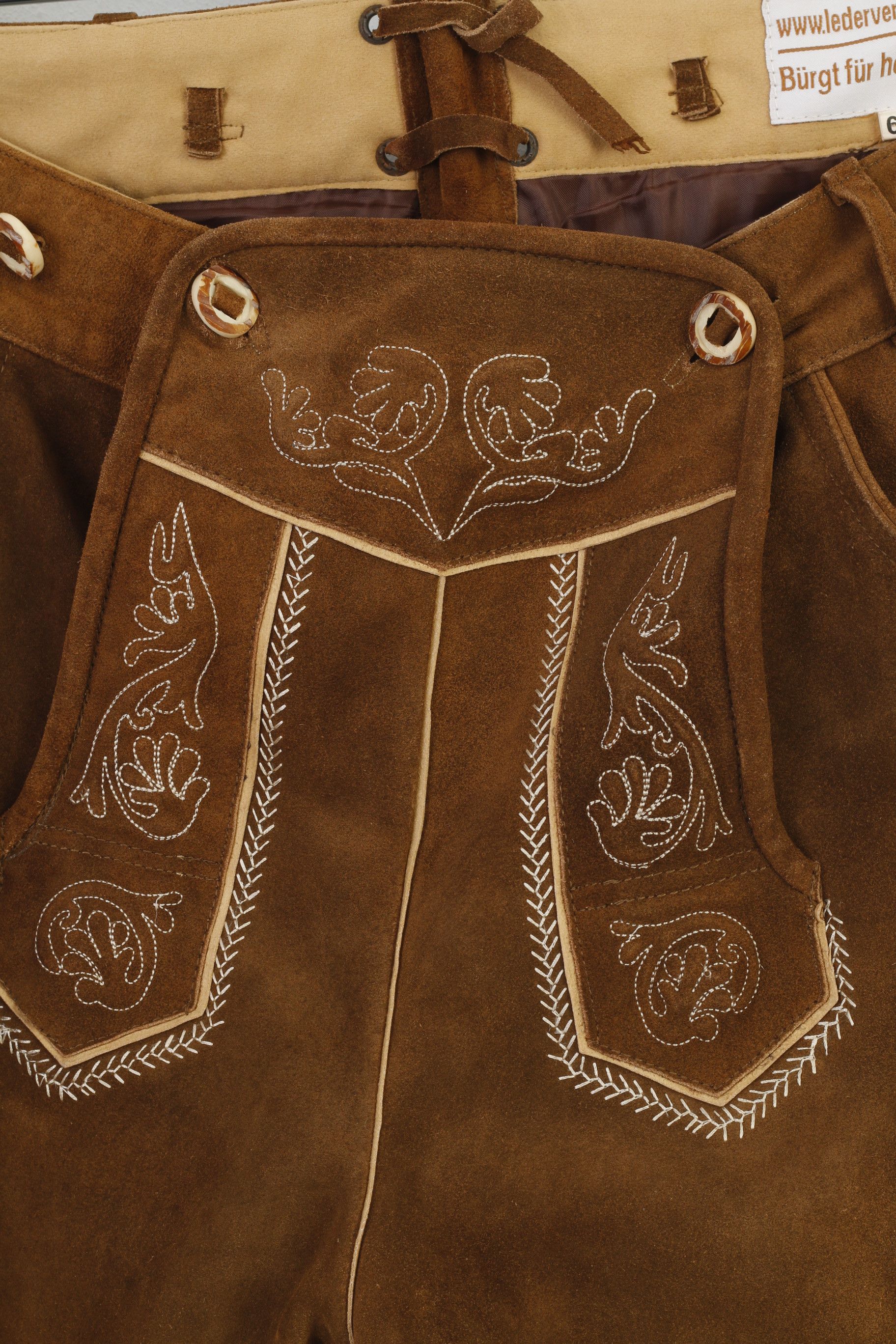 Leather Lederversand Men 60 44 Leather Trousers Brown Vintage 0593 Size US 44 / EU 60 - 4 Thumbnail
