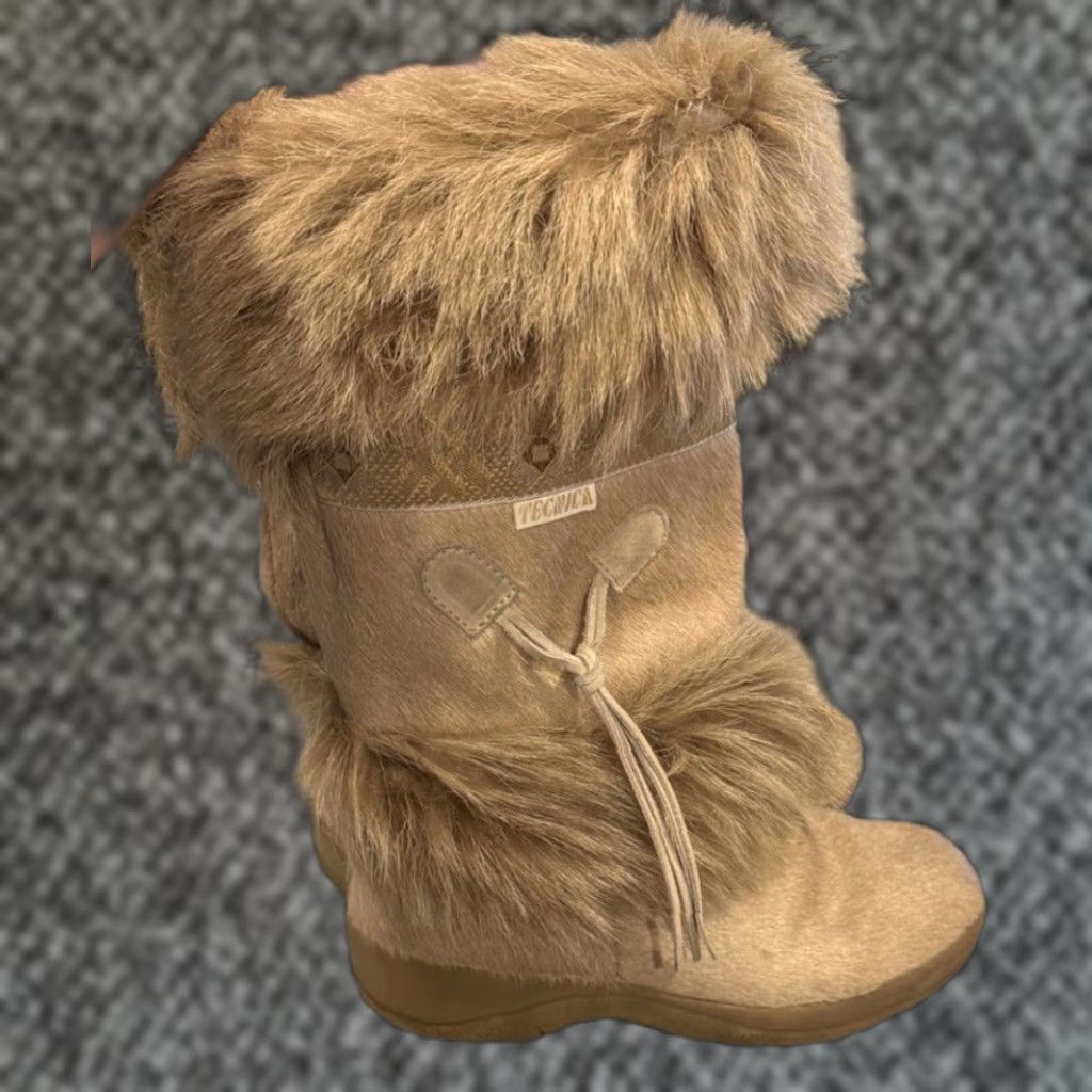 Vintage Tecnica Women’s Fur Apres Ski Winter Snow Boots Pull On Size 8 Tan Light Tan Boots Womens Winter Ski Footwear 39.5 EU Size US 6 / IT 36 - 1 Thumbnail