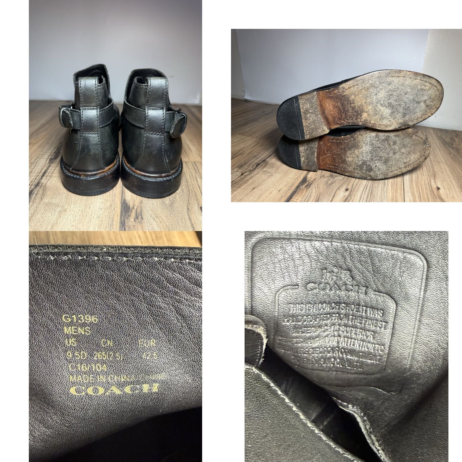 Coach Coach G1396 Fine Grain Leather Ankle Boots Black Buckle Chelsea Men’s Size 9.5 D Shoe Size US 10 / EU 43 - 8 Thumbnail