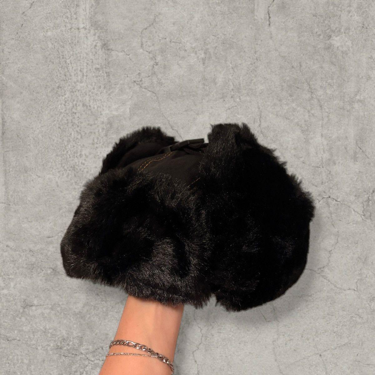 Japanese Brand Russian Ushanka fluffy winter hat in black. One size Size ONE SIZE - 1 Thumbnail
