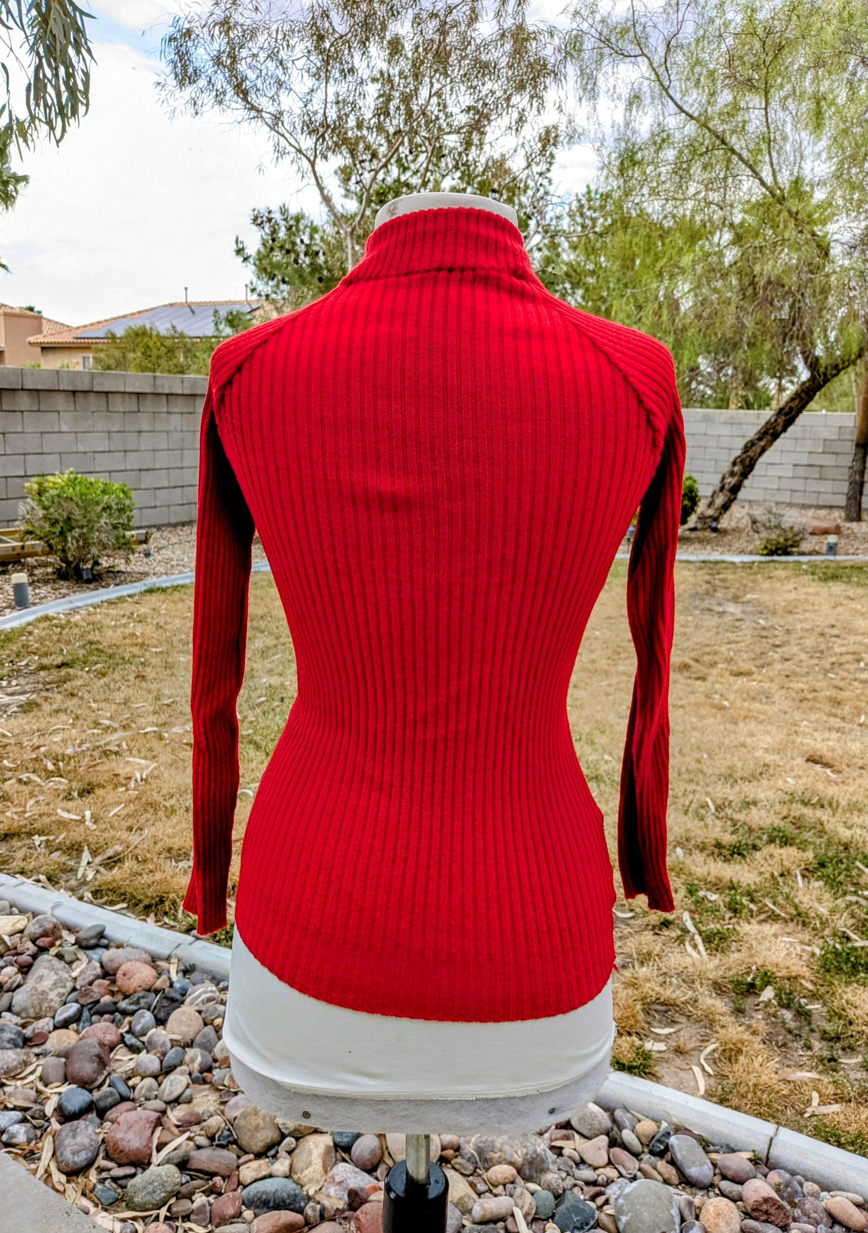 Vintage VTG Petite Ladies Kosugi Ribbed Knit Turtleneck Fitted Top Size L / US 10 / IT 46 - 4 Thumbnail