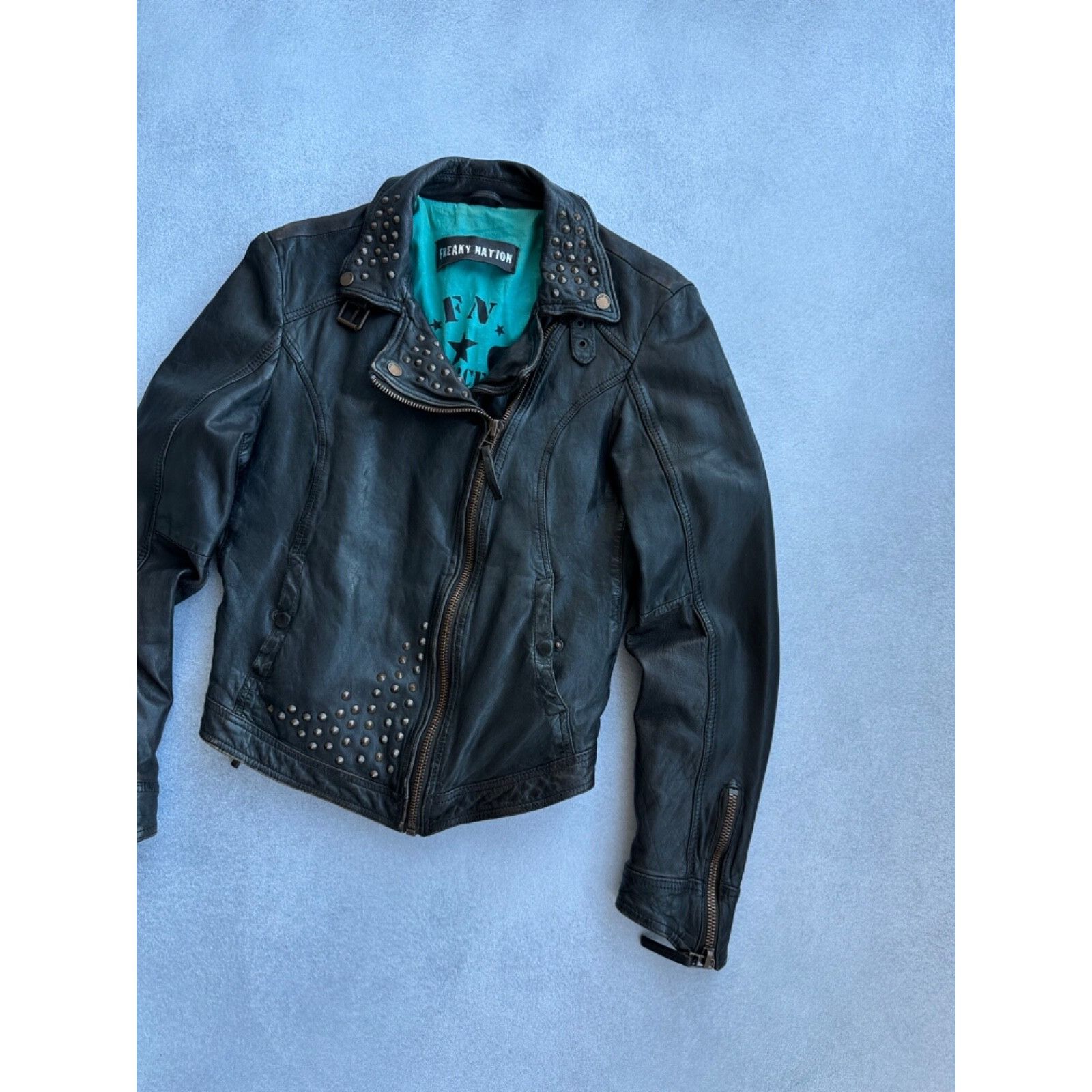 Vintage VTG Freaky Nation Rebel Biker Woman Leather Jacket Size L / US 10 / IT 46 - 3 Thumbnail