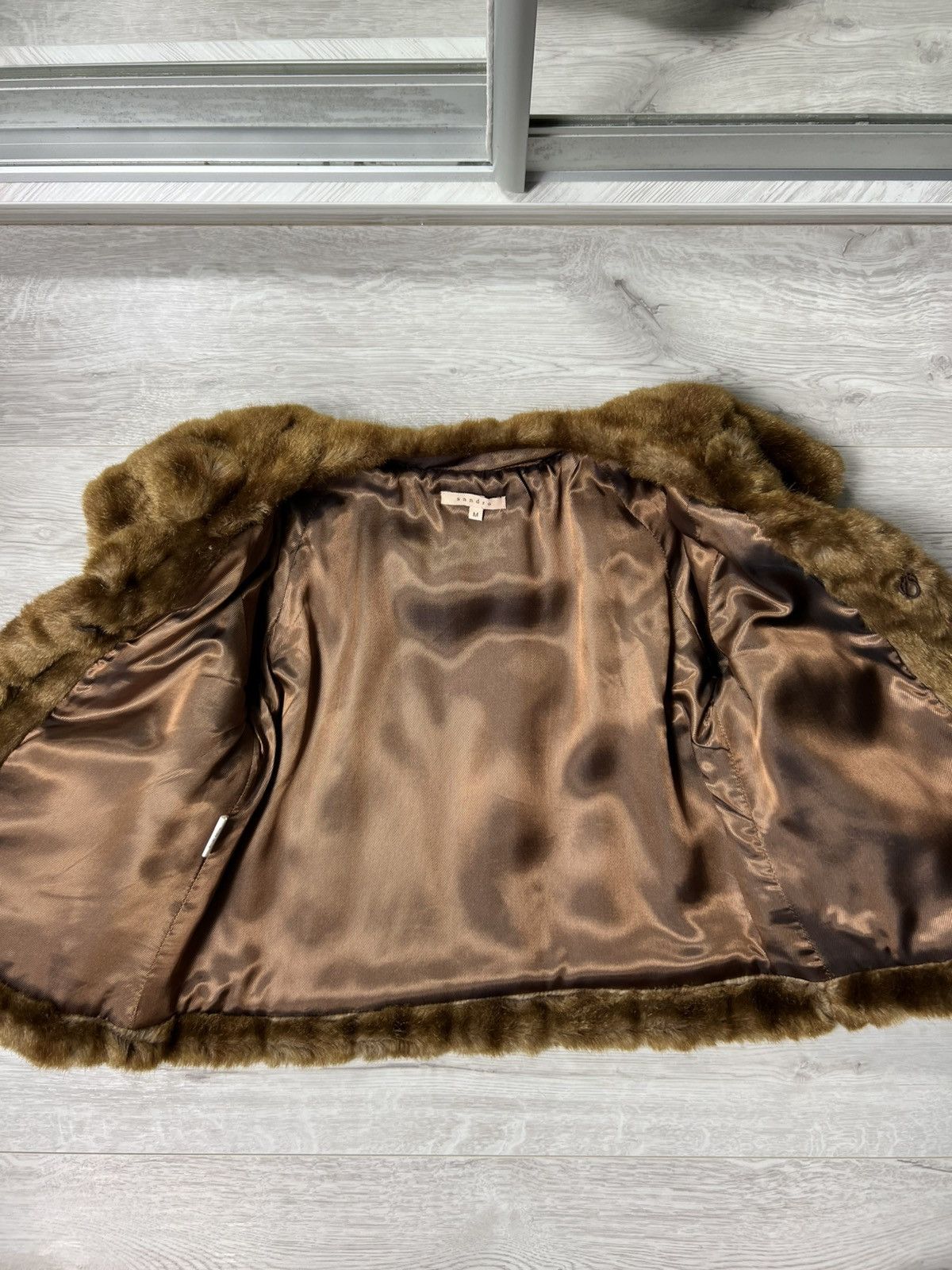 Sandro Sandro Paris Faux Fur Cropped Jacket Brown Short Coat Size M Size M / US 6-8 / IT 42-44 - 16 Thumbnail