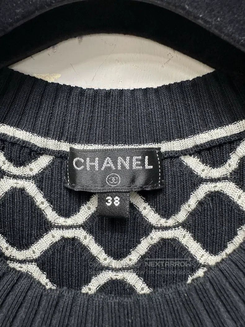 Chanel Chanel Black and white diamond knitted short sleeves Size XS / US 0-2 / IT 36-38 - 3 Thumbnail
