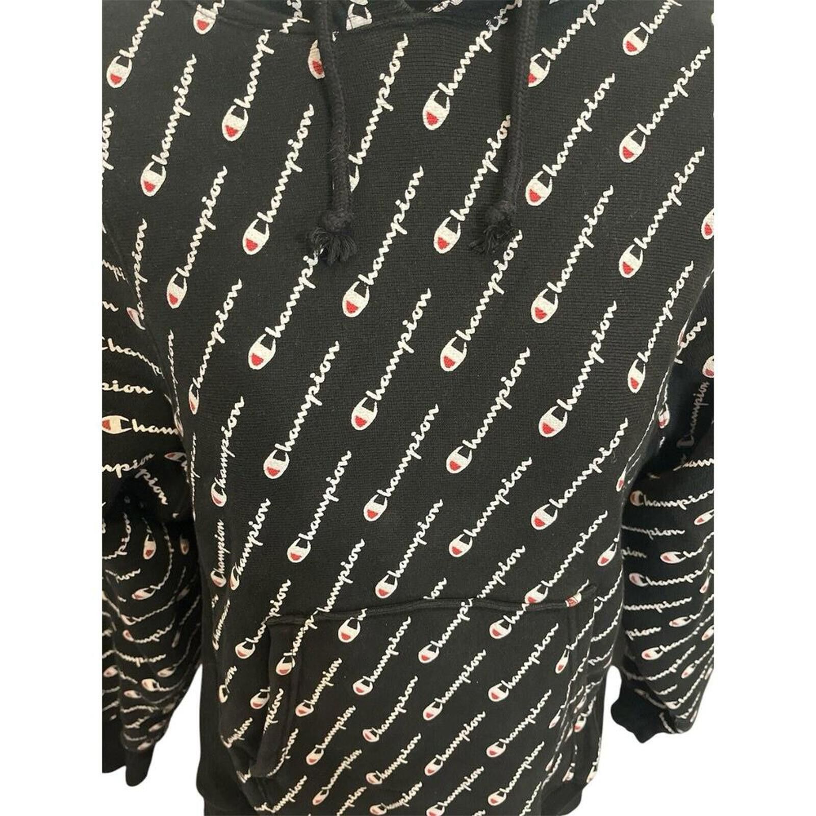 Champion Champion Men's Black All-Over Logo Hoodie Size US S / EU 44-46 / 1 - 3 Thumbnail