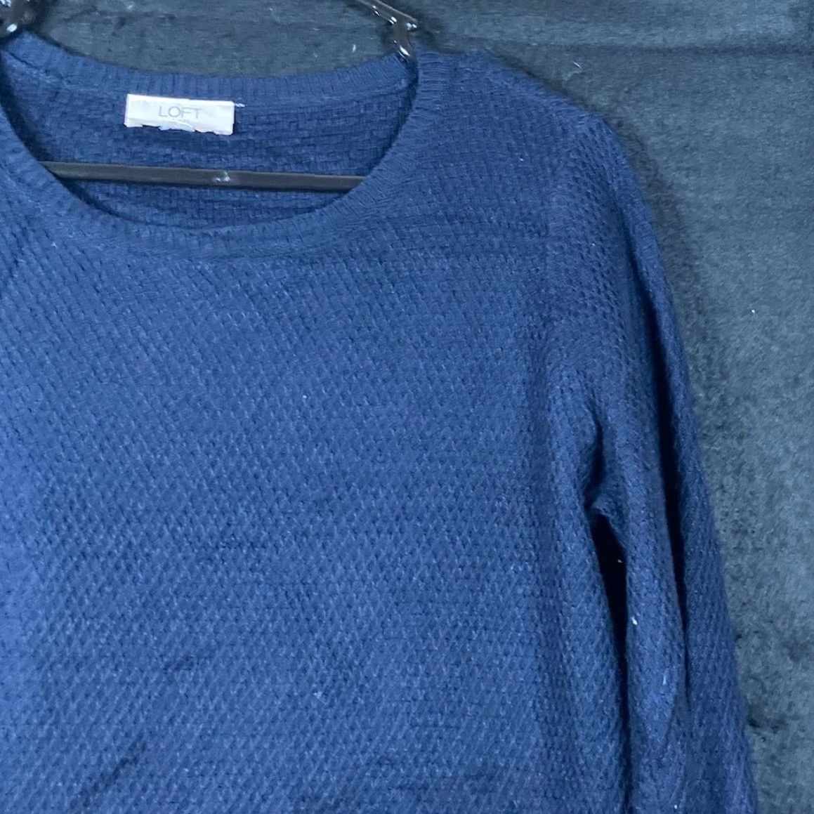 Loft LOFT Outlet Womens Sweater Navy Crew Neck Long Sleeve Waffle Knit Stretch MP Ladies Knit Pullover Casual Workwear Amber? Size M / US 6-8 / IT 42-44 - 5 Thumbnail