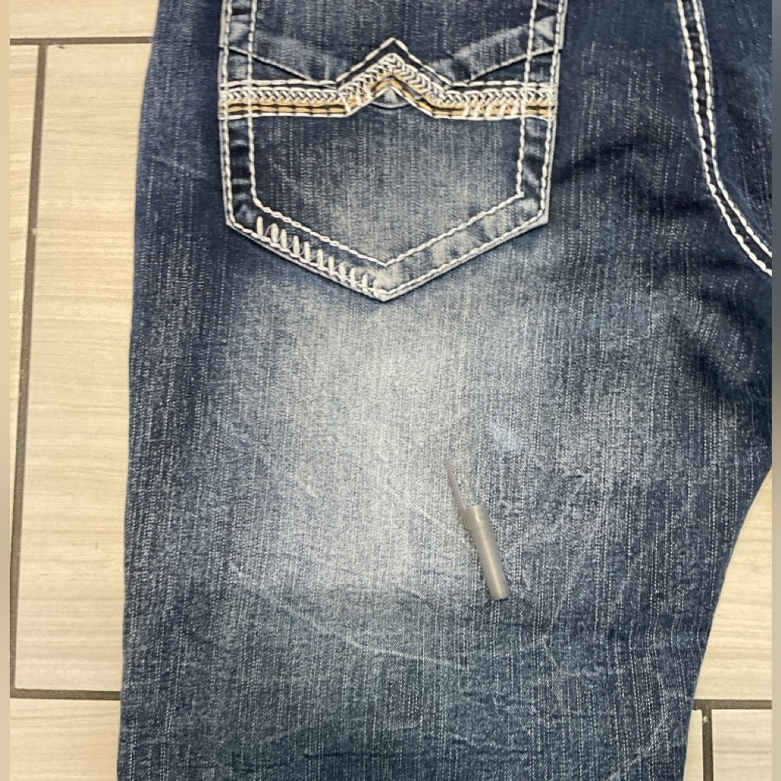 Vintage True Luck Men’s Dark Blue Denim Straight Jeans Size US 34 / EU 50 - 10 Thumbnail