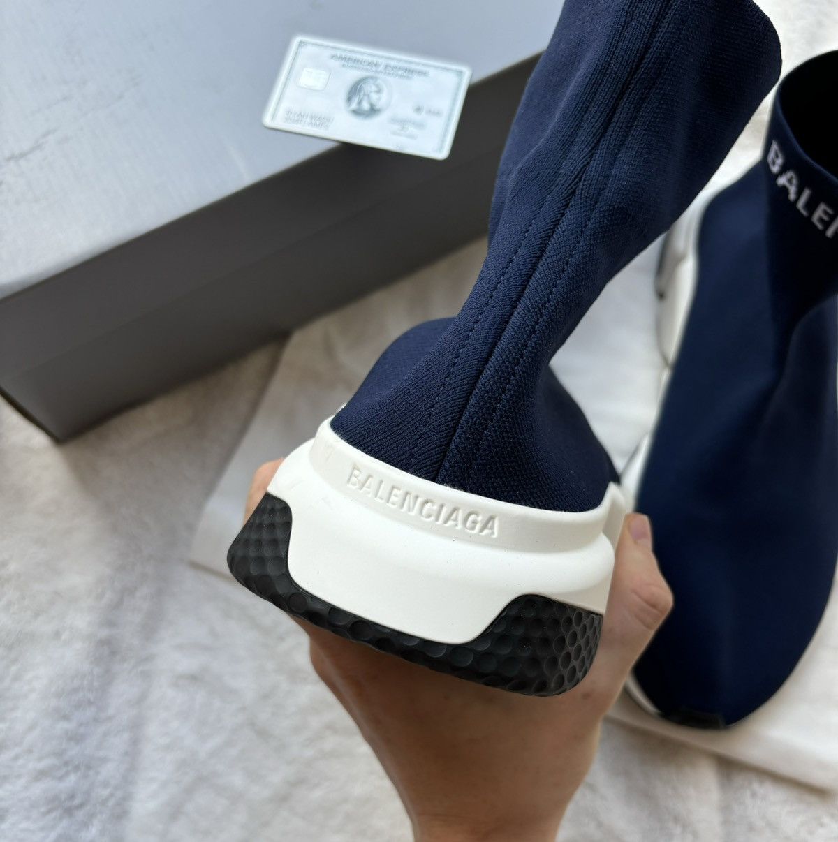 Balenciaga Balenciaga Navy High Top Speed Runners Sneakers Size US 14 / EU 47 - 3 Thumbnail
