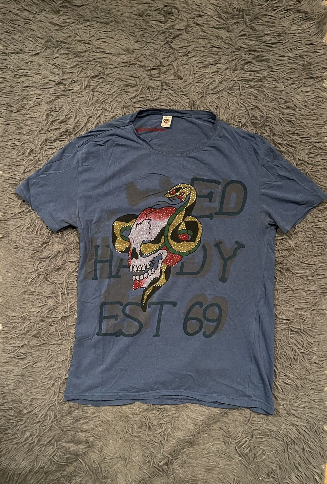🇺🇸 Ed Hardy by Christian Audigier rhinestones skull t-shirt