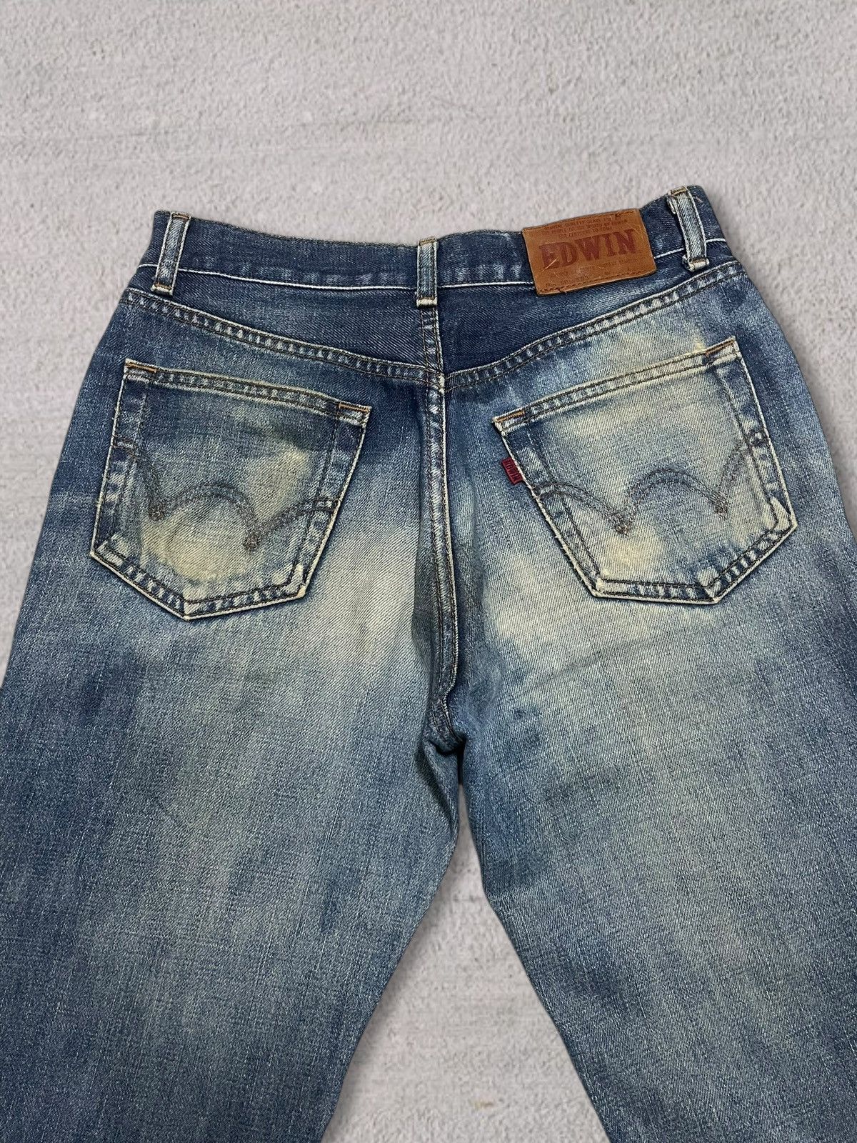 Edwin Vintage Edwin 503 Bootcut Distressed Blue Wash Bleach Jeans Size 29" - 9 Thumbnail