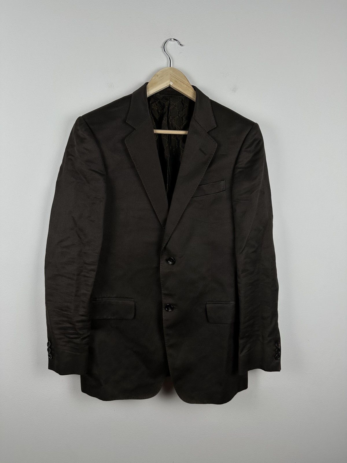 Designer × Gucci Gucci tom Ford brown blazer monogram inside made in Italy Size 46R - 1 Thumbnail