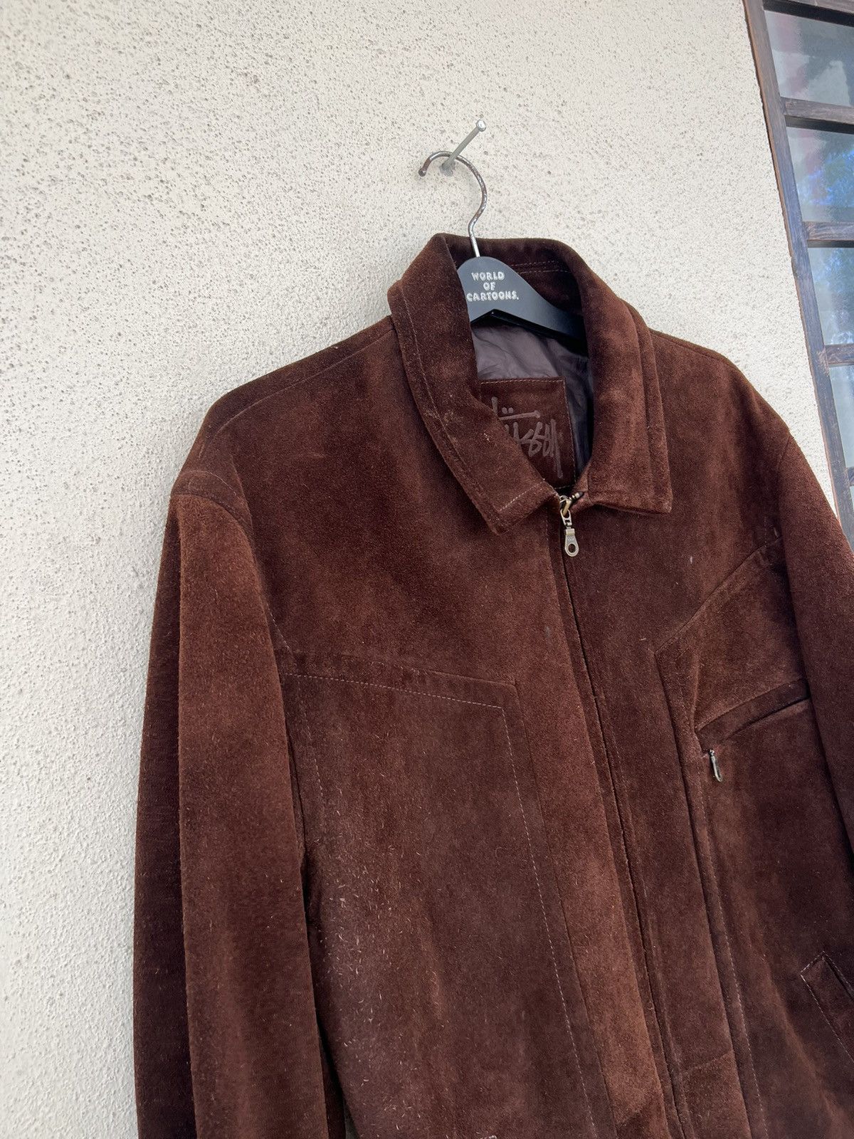 Stussy × Vintage Vintage 90s Stussy Patina Suede Cowhide Leather Jacket Size US XL / EU 56 / 4 - 8 Thumbnail