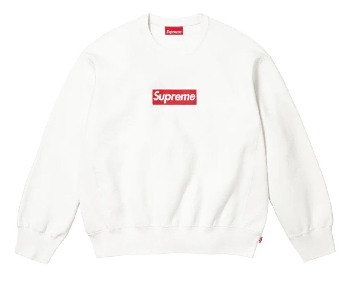 Supreme Supreme Washed Box Logo Crewneck White Large Size US L / EU 52-54 / 3 - 6 Thumbnail