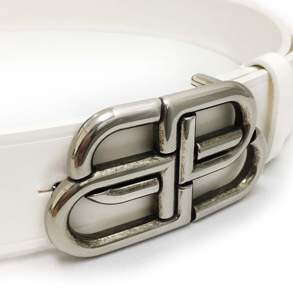 Balenciaga BB Thin Belt Black / Gold Embossed Leather 90cm