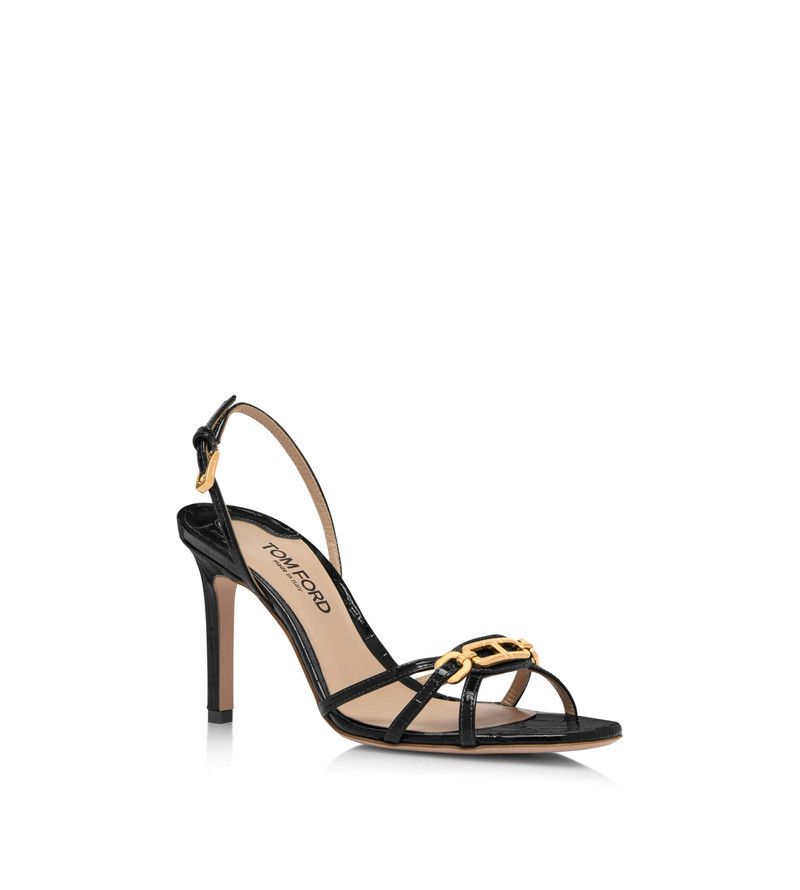 Tom Ford o1loc1c0326 W3387 Leather Whitney Sandals in Black Size US 10 / IT 40 - 2 Thumbnail