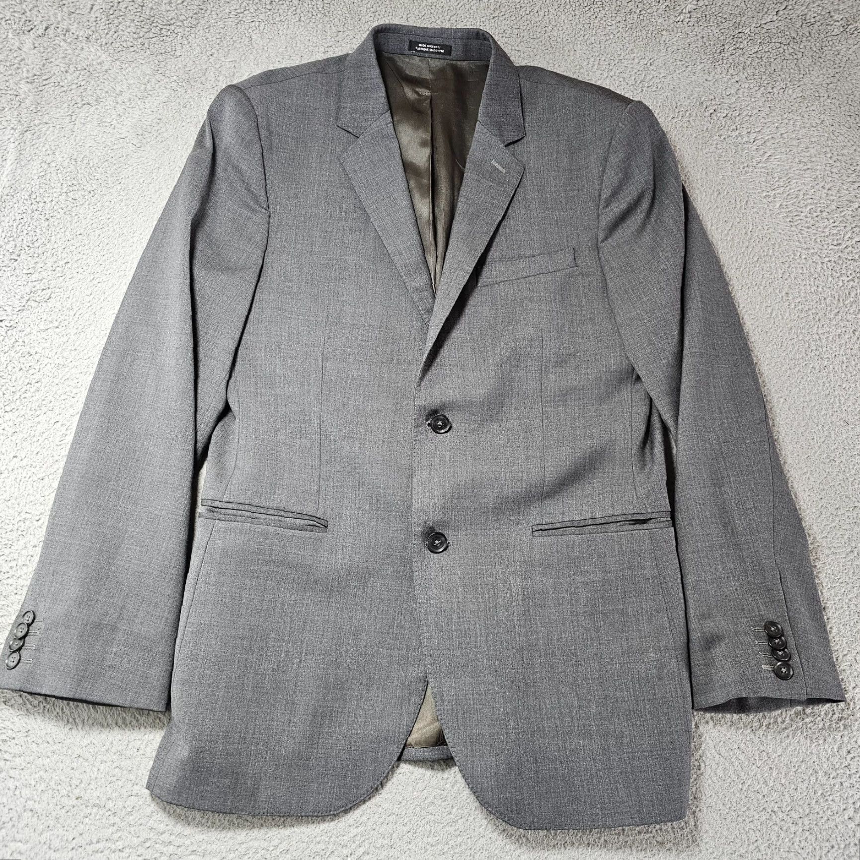 Express Express Blazer Mens 38R Grey Performance 2 Button Double Vent Sport Coat Jacket Size 38R - 2 Thumbnail
