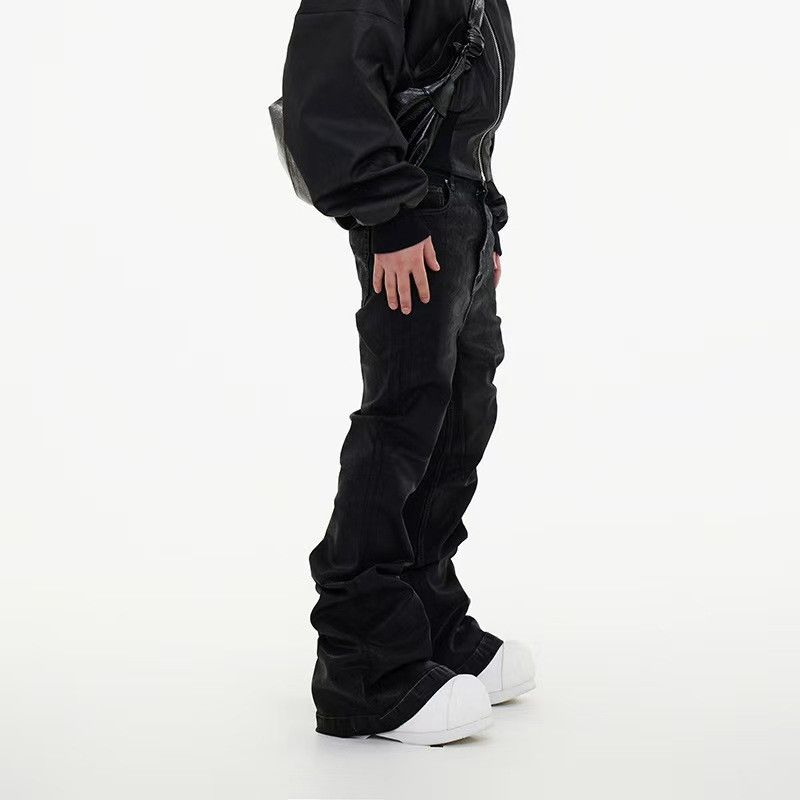 Japanese Brand × Jean Coated Brushed Wax Micro Flare Jeans Black Size US 32 / EU 48 - 3 Thumbnail