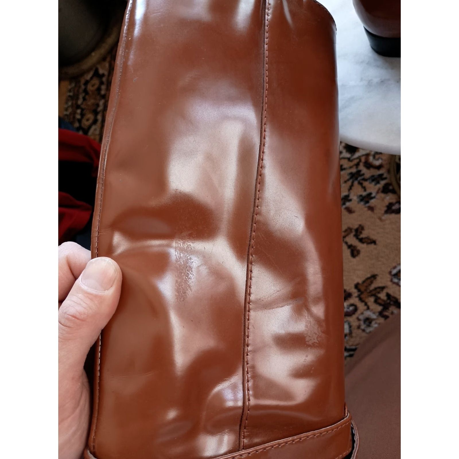 Marc Jacobs VINTAGE Marc Jacobs Boots Brown Patent Leather 39 8 US Women Mid Calf Biker Shaft 16 in Mens Womens Girls Tags: none Size US 8 / IT 38 - 6 Thumbnail