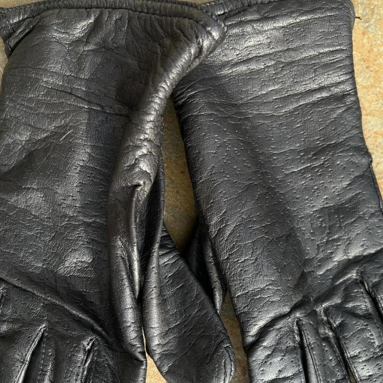 Vintage Vintage 90s Textured Black Leather Gloves Size ONE SIZE - 2 Thumbnail