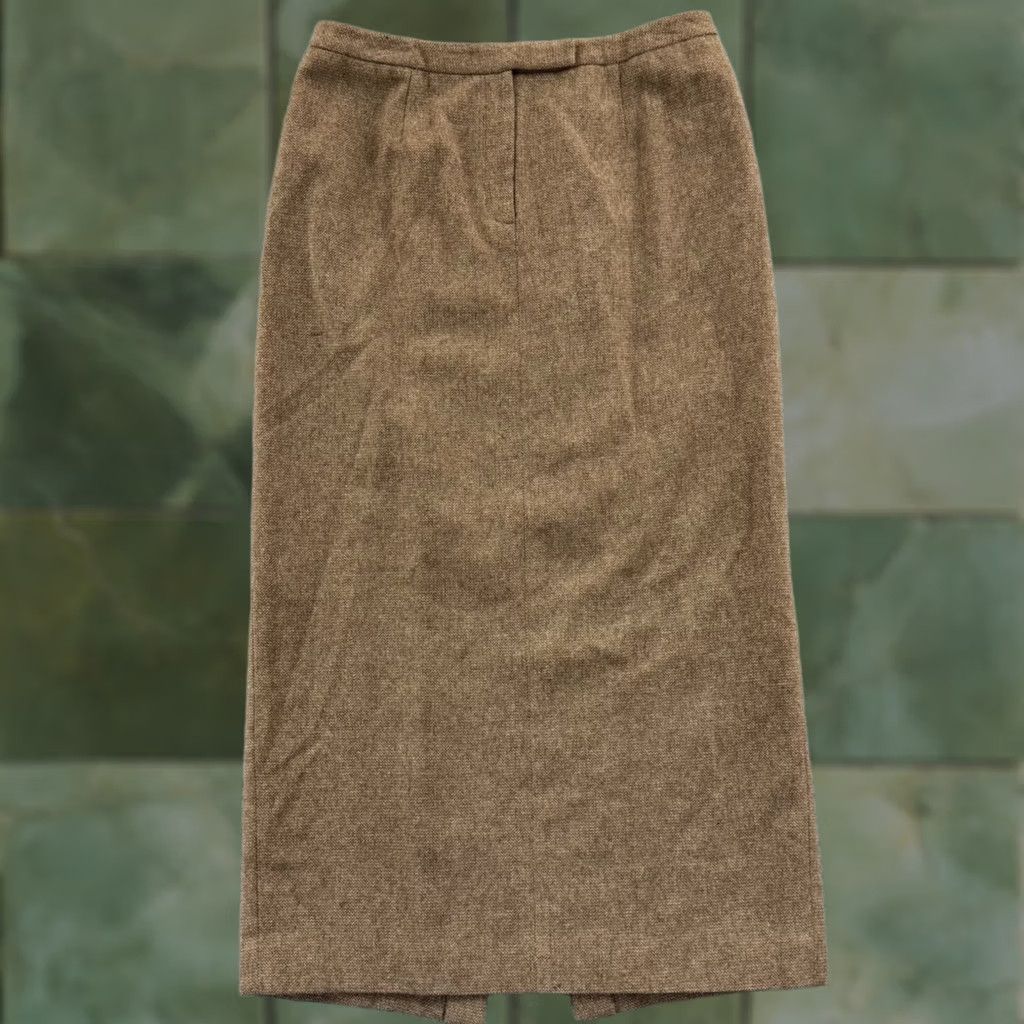 Ralph Lauren VINTAGE Lauren Ralph Lauren Skirt Womens 14 Tweed Wool Maxi Long City Preppy 100% Lambswool Brown Zipper Button Dry Clean Only Size 36" / US 14 / IT 50 - 1 Thumbnail