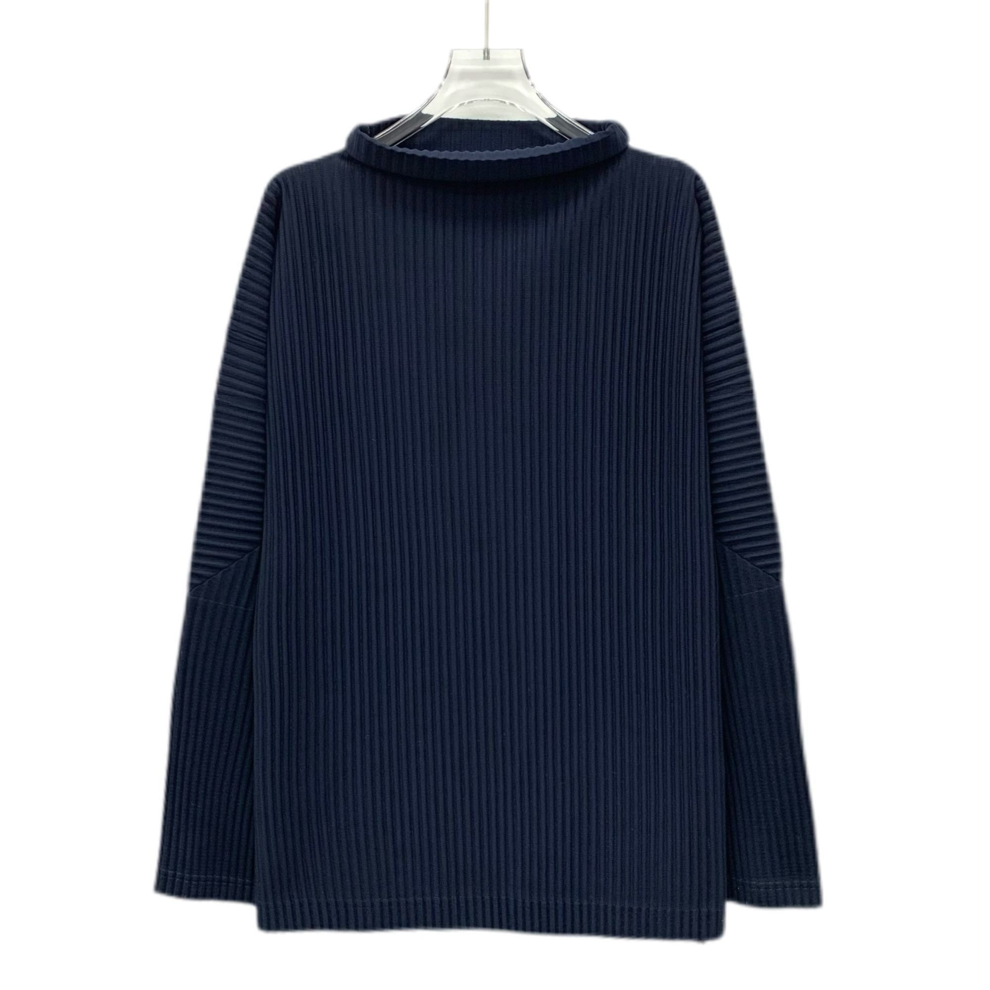 Issey Miyake Homme Plissé Issey Miyake Navy Blue Pleated High-Neck Long-S Size L / US 10 / IT 46 - 1 Thumbnail