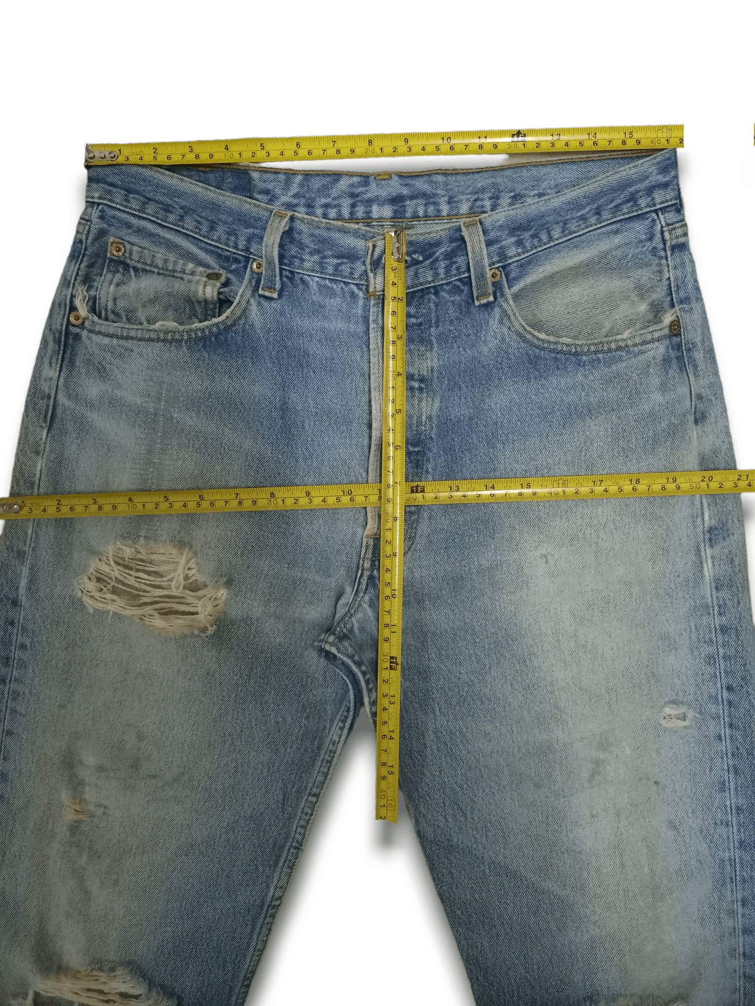 Levi's × Levi's Vintage Clothing Vintage 90s Levis 501 Button Fly Distressed Baggy Jeans Size US 32 / EU 48 - 10 Thumbnail