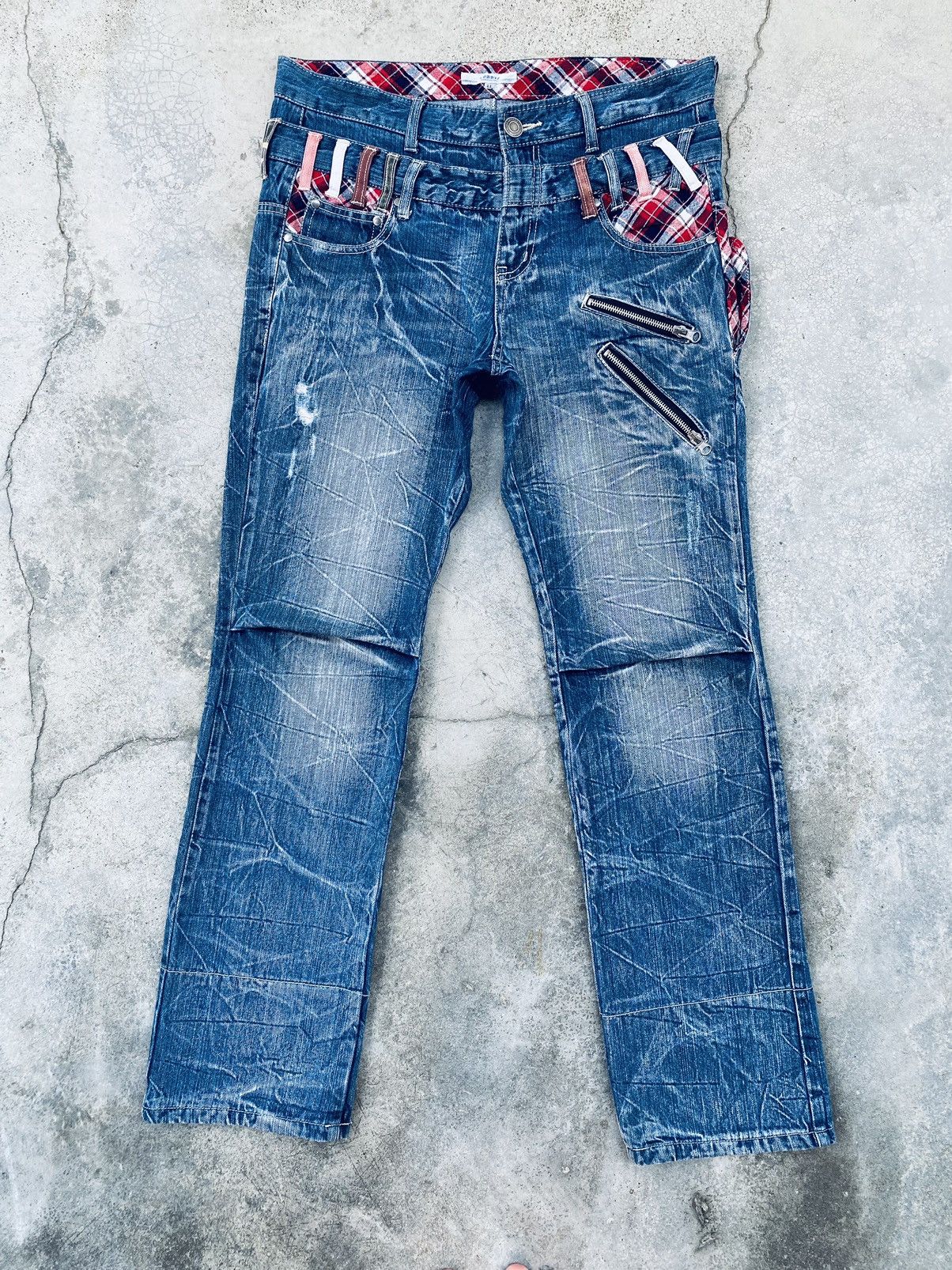 Vintage Vintage Roddle Double Waist Flared Distressed Denim Size US 35 - 1 Thumbnail