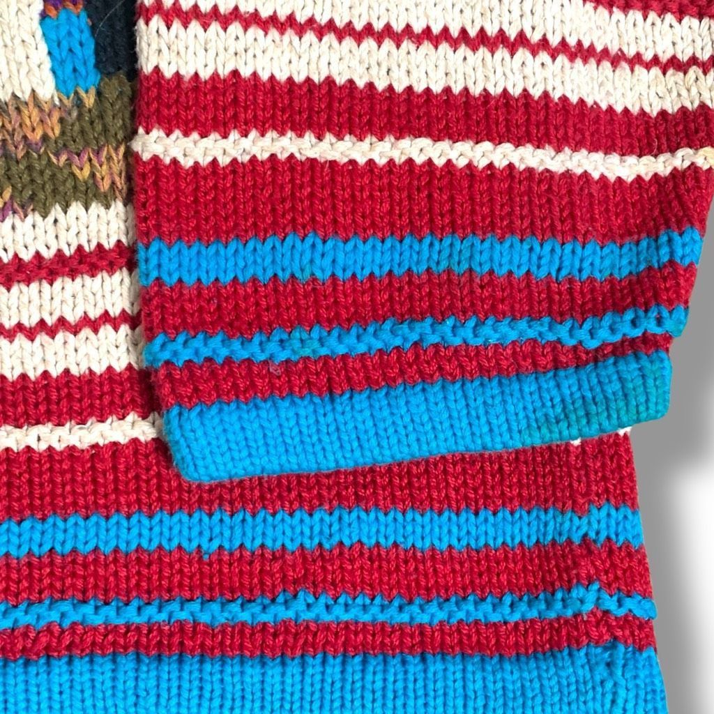Vintage Vintage 90s Abstract Knit Sweater Oatmeal Bold Graphic Overs Size US S / EU 44-46 / 1 - 9 Thumbnail