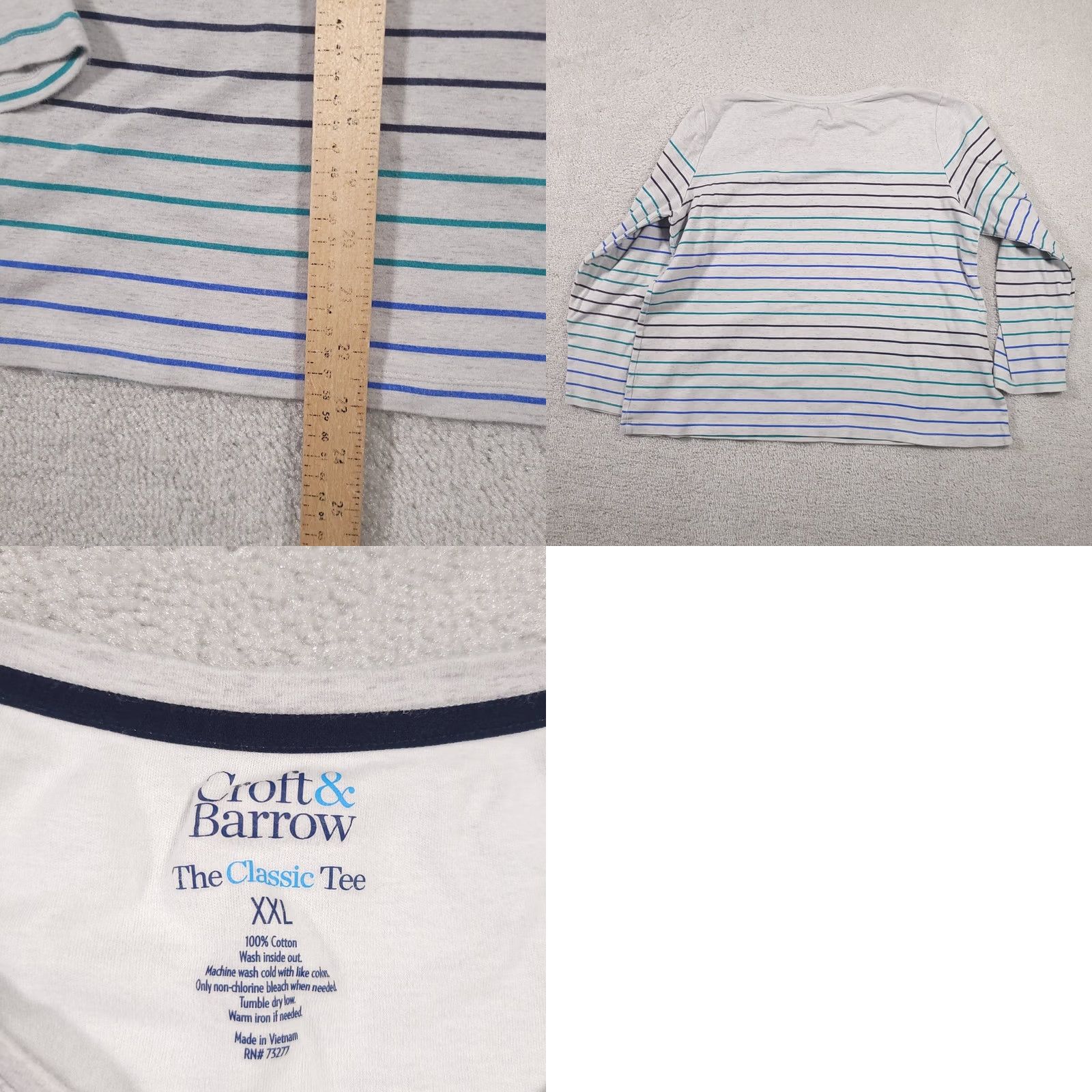 Croft & Barrow Croft & Barrow Classic Tee Shirt Women's 2X Striped Gray Pullover Long Sleeve Size XXL / US 16-18 / IT 52-54 - 8 Thumbnail