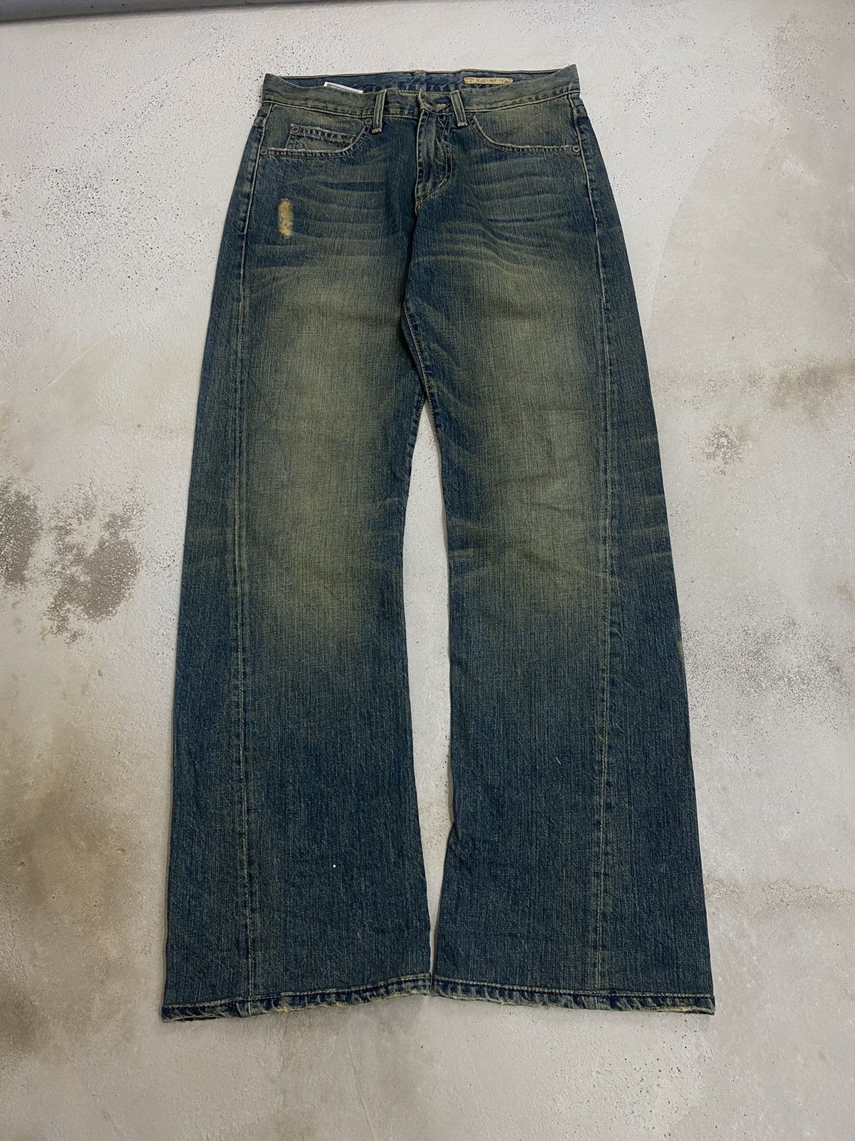 Hysteric Glamour × Japanese Brand Chip Pepper Jean Baggy Mud Washed Whisker Distressed Size US 30 / EU 46 - 2 Thumbnail