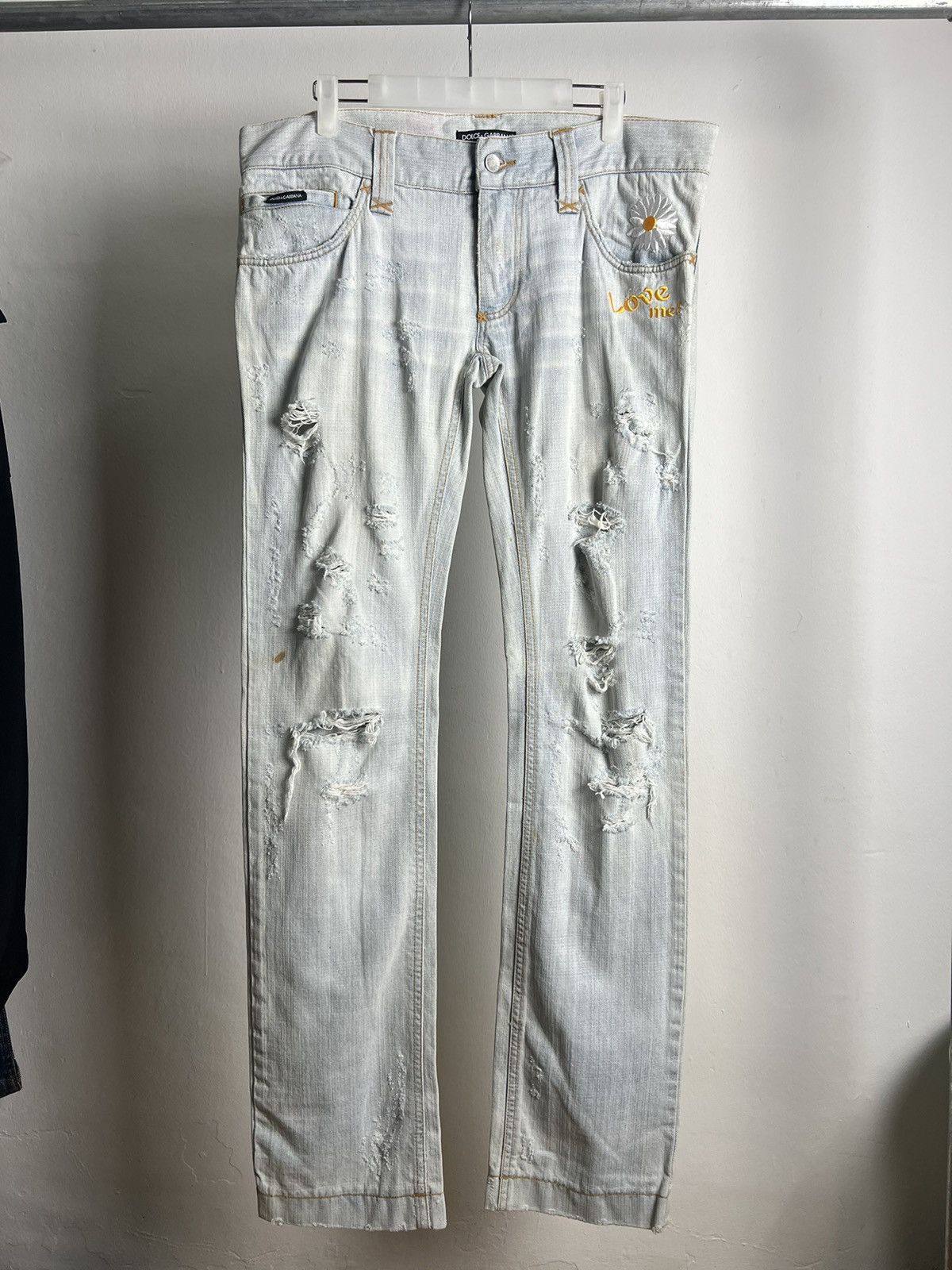 Dolce & Gabbana × Vintage Vintage Distressed Dolce&Gabbana "Love Me" Flower Denim Size US 36 / EU 52 - 1 Thumbnail