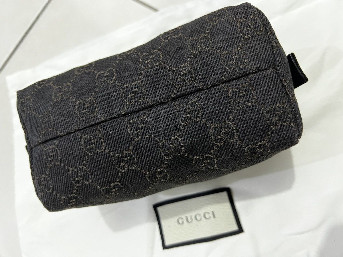 Gucci GUCCI GG Denim Leather Pouch Cosmetic Pouch Dark Brown Size ONE SIZE - 3 Thumbnail