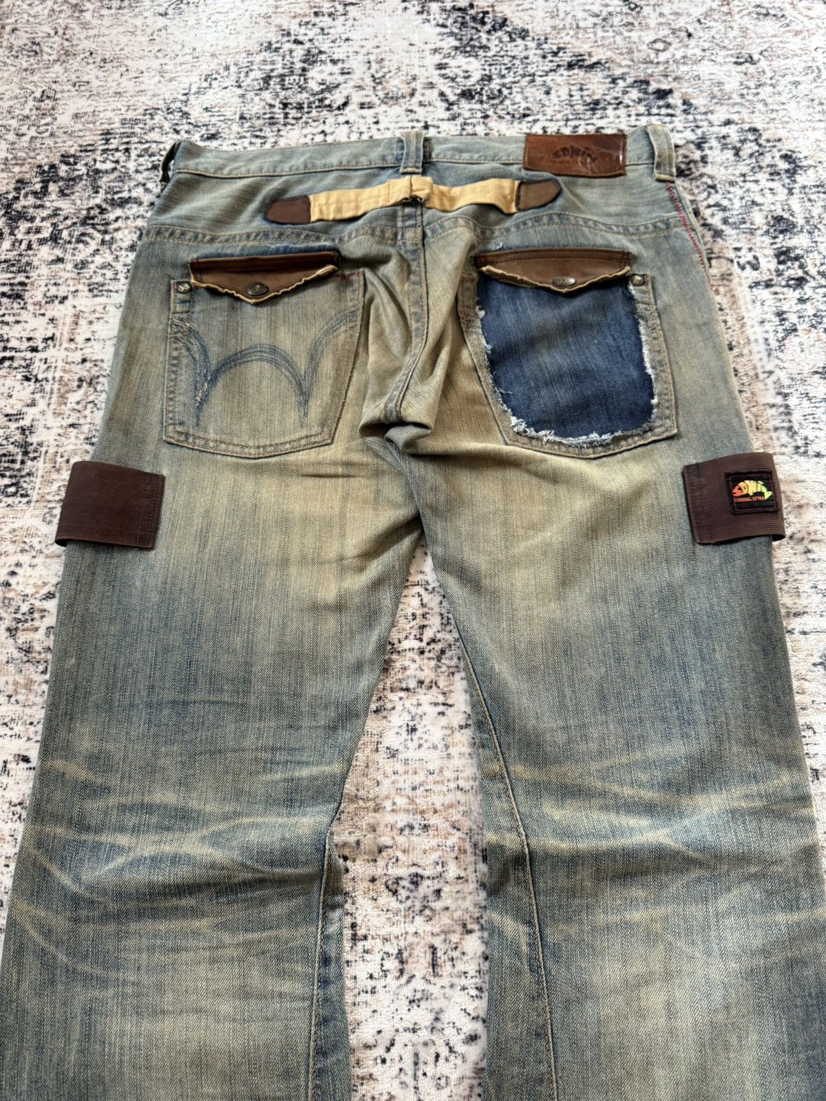 Le Grande Bleu (L.G.B.) Edwin Tokyo Mud Wash Distressed Flared Jeans Size US 36 / EU 52 - 4 Thumbnail