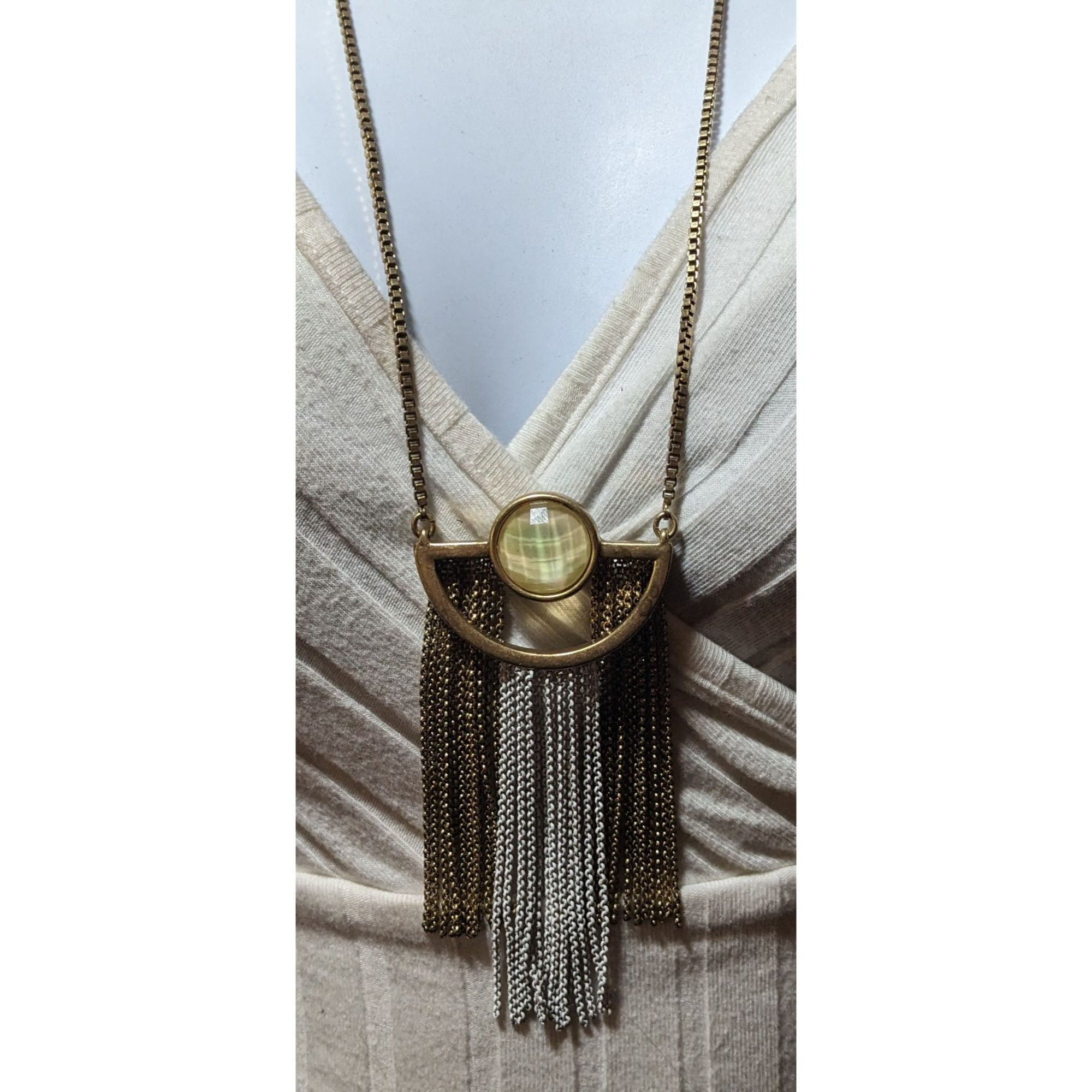Lucky Brand Lucky Brand Retro Geometric Fringe Pendant Necklace Size ONE SIZE - 6 Thumbnail