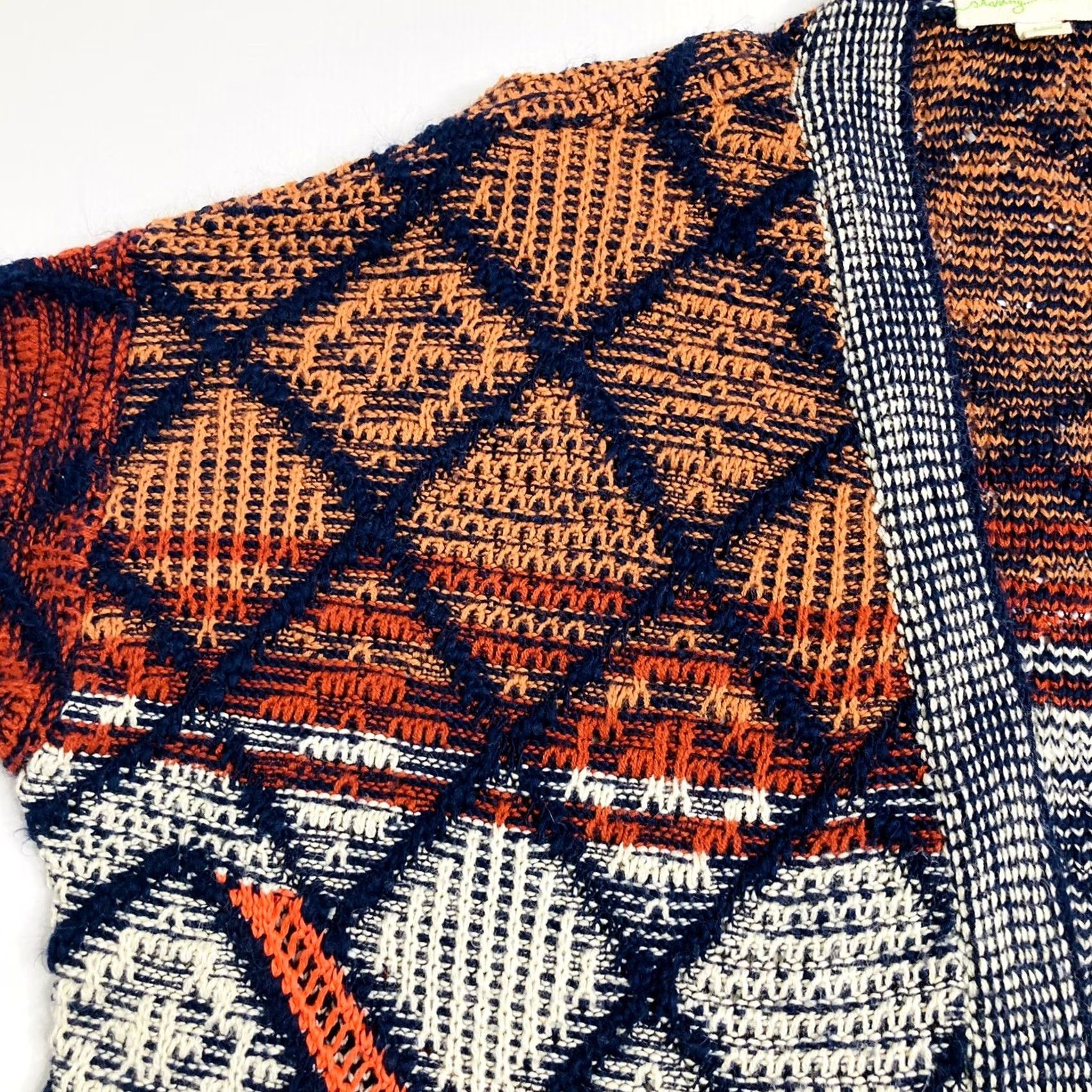 Urban Outfitters Staring at Stars Urban Outfitters Cardigan Medium Knit Diamond Print Oversized Open Front Cable-Knit Bohemian Womens Size M / US 6-8 / IT 42-44 - 5 Thumbnail