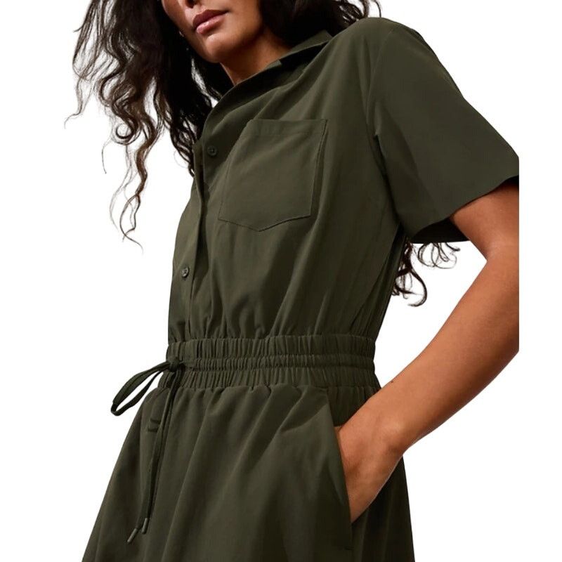 Athleta Athleta Petite Avenue Romper in Aspen Olive, Size SP Size 27" / US 4 / IT 40 - 3 Thumbnail