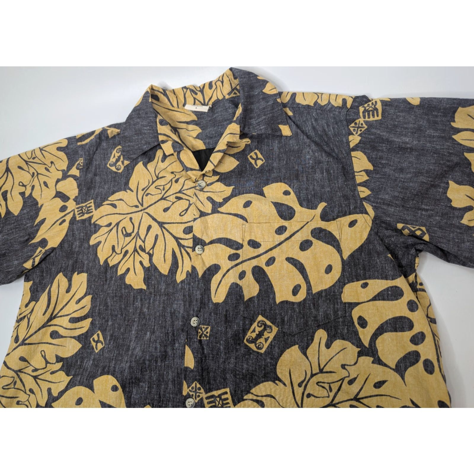 Vivobarefoot VTG Go Barefoot Shirt Mens Large Yellow Palm Reverse Hawaiian Aloha Collar Button-Up Short Sleeve Floral Pattern Made In Hawaii Tropical Vintage: No Size US L / EU 52-54 / 3 - 2 Thumbnail